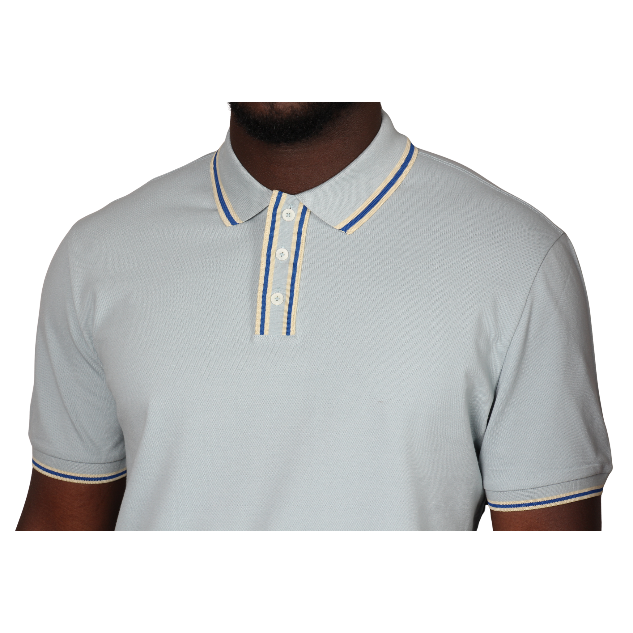 Mens Paul Smith Pale Blue Tipped Button Reg Fit S/s Polo