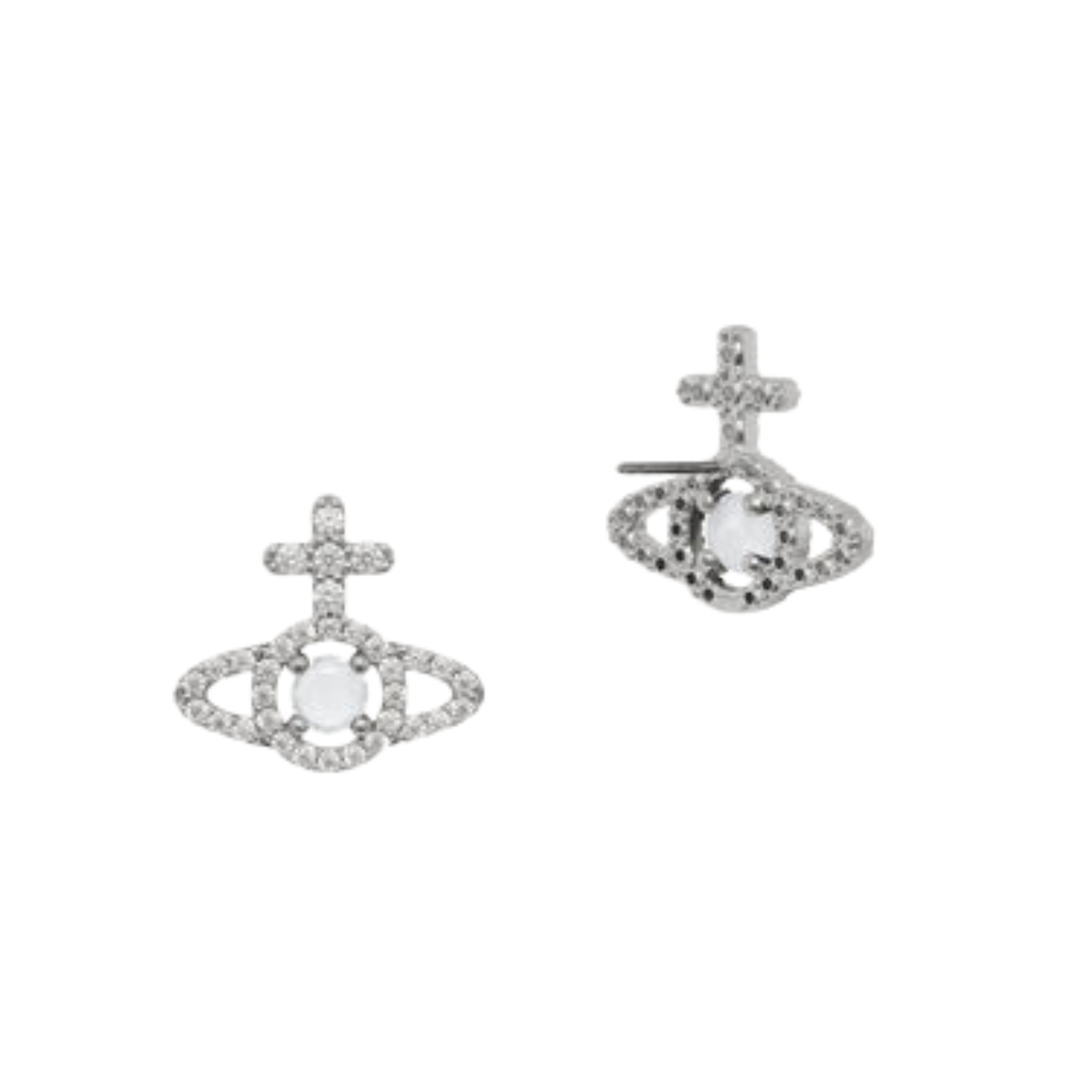 Vivienne Westwood Platinum/White CZ Olympia Earrings