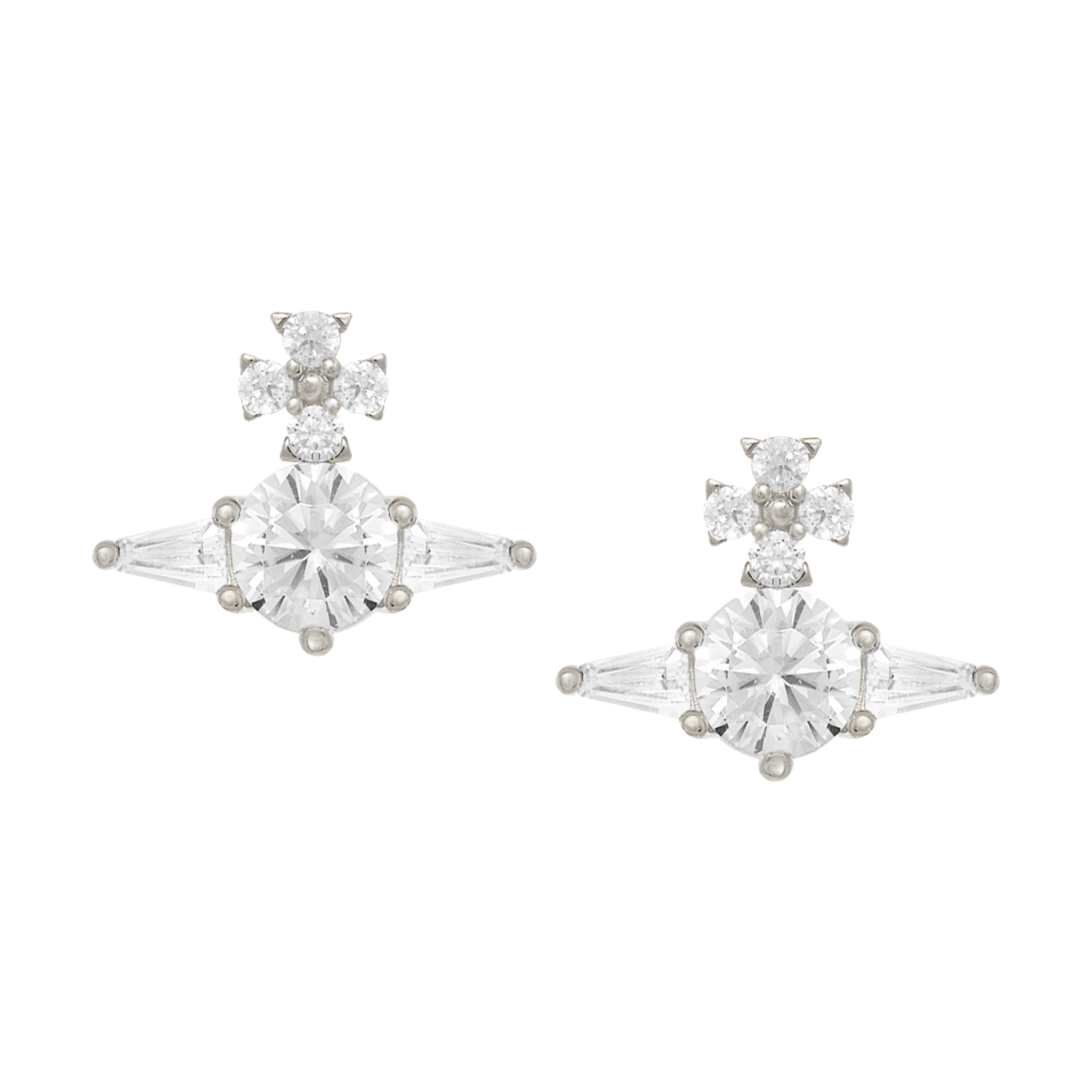 Vivienne Westwood Platinum/White CZ Ofelia Earrings
