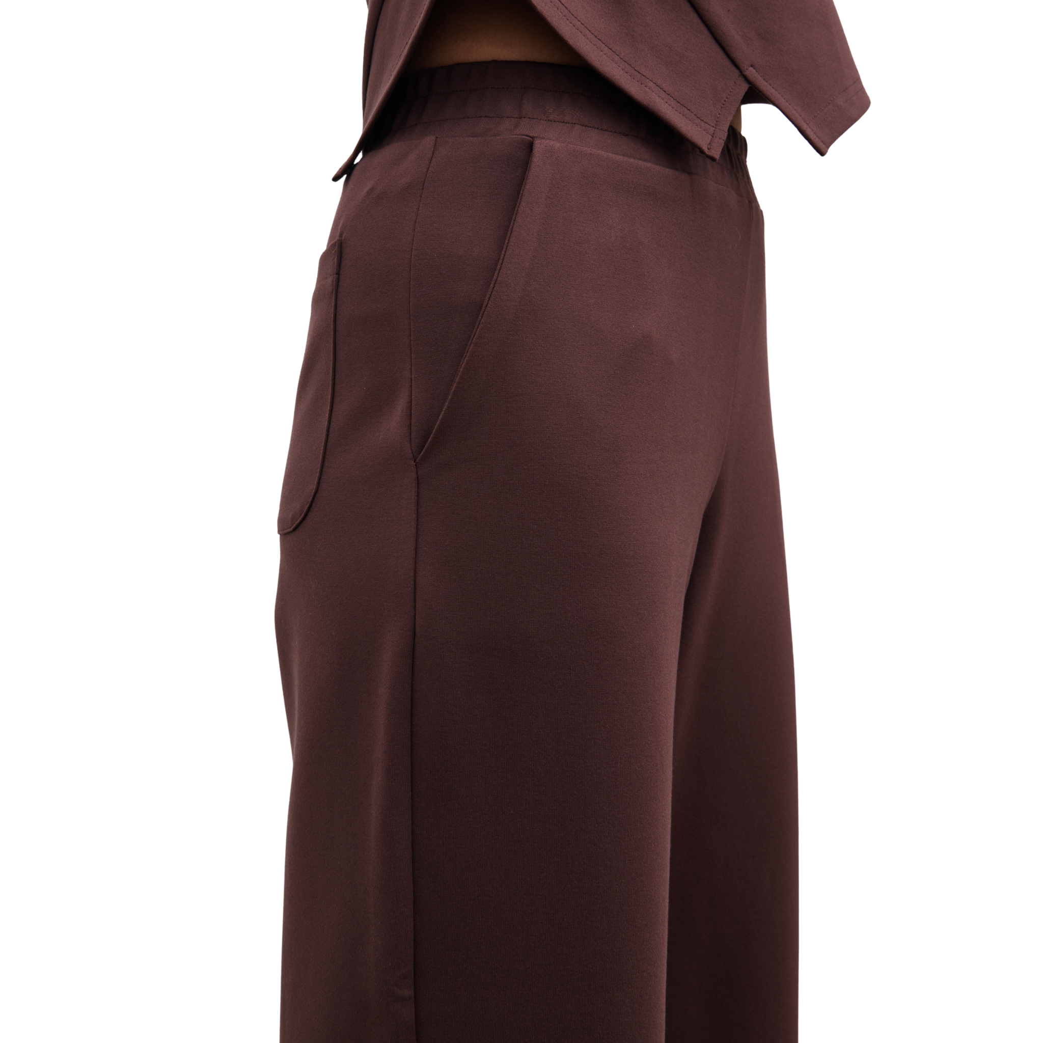 Womens Pretty Lavish Brown Marni Straight Leg Jersey Trousers