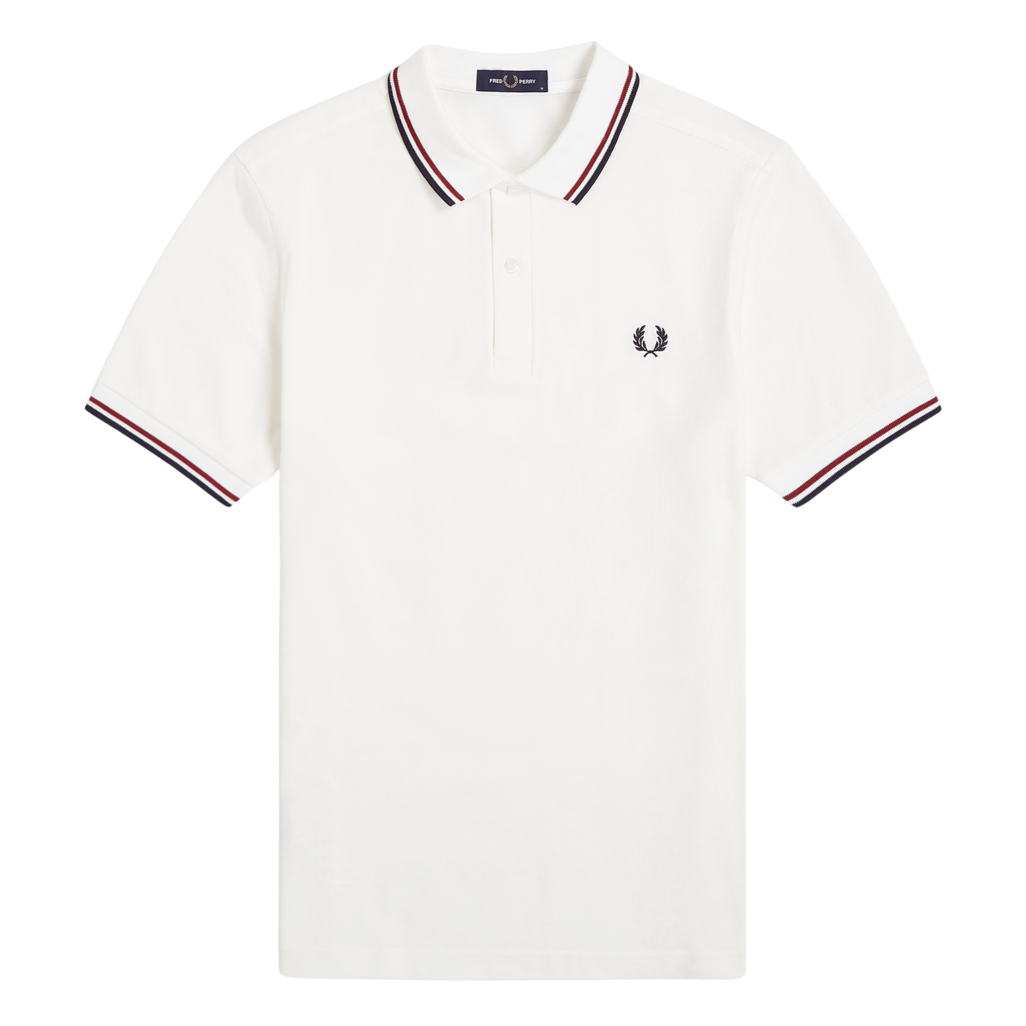 Mens Fred Perry Snow White/Red/Navy Twin Tipped S/s Polo