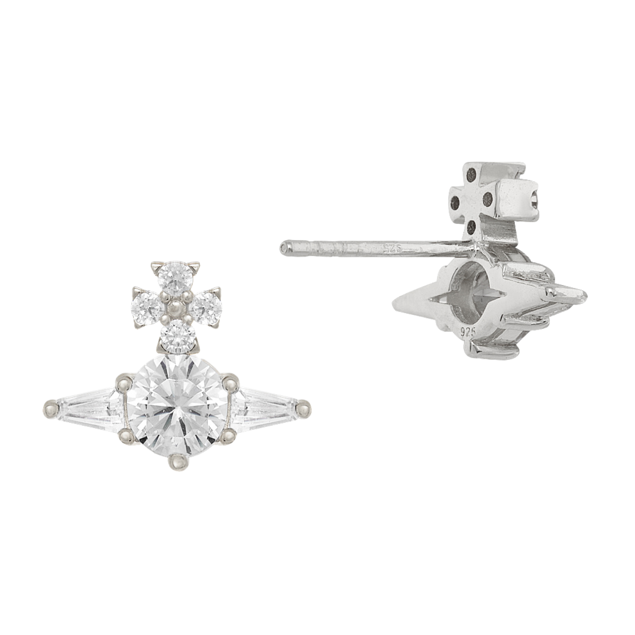 Vivienne Westwood Platinum/White CZ Ofelia Earrings