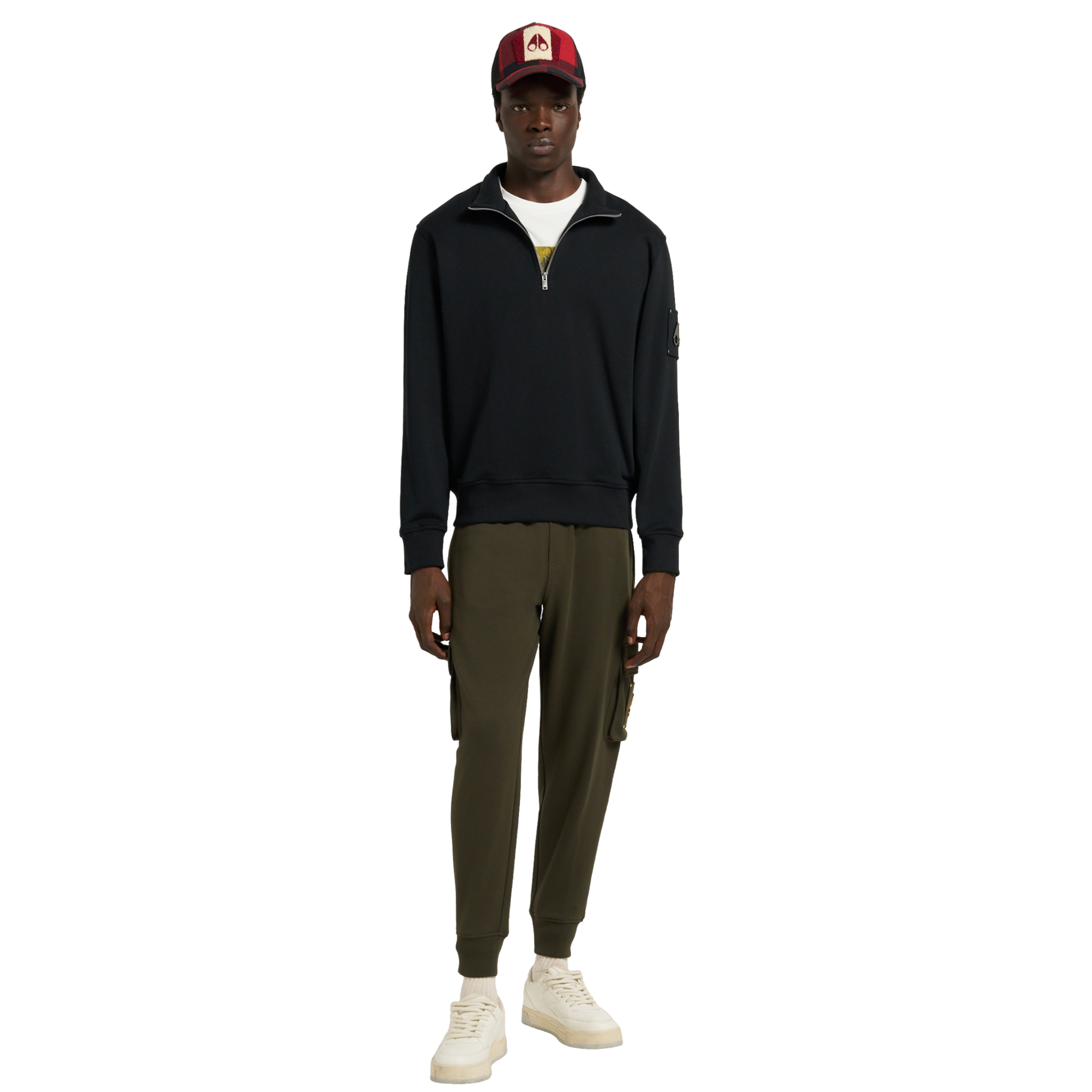 Mens Moose Knuckles Black Hartsfield Half Zip Sweatshirt