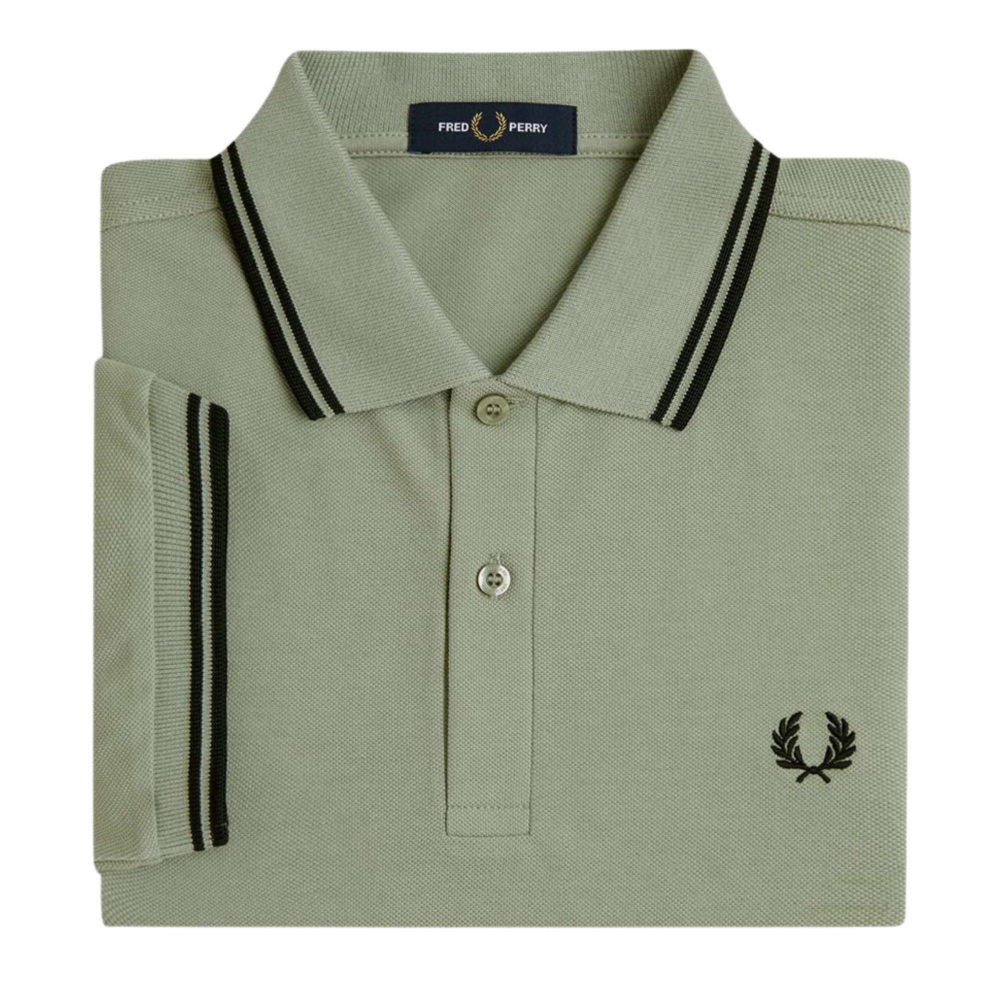 Mens Fred Perry Seagrass/Black Twin Tipped S/s Polo Shirt