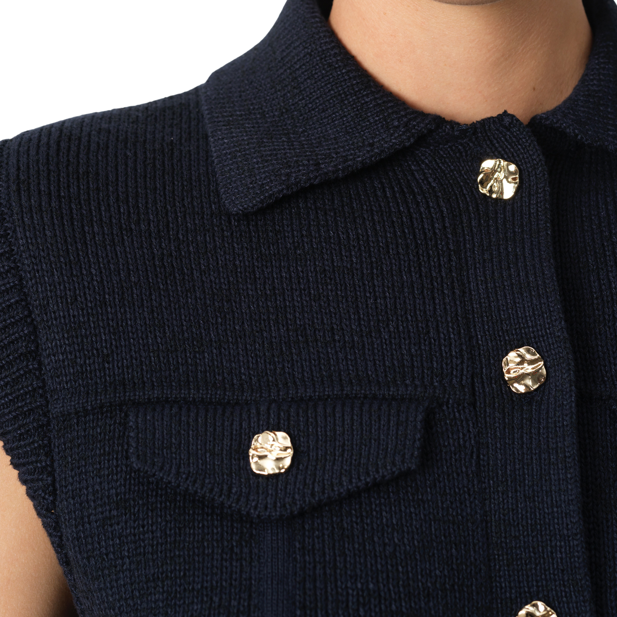 Womens French Connection Indigo Roland Collared Knitted Vest