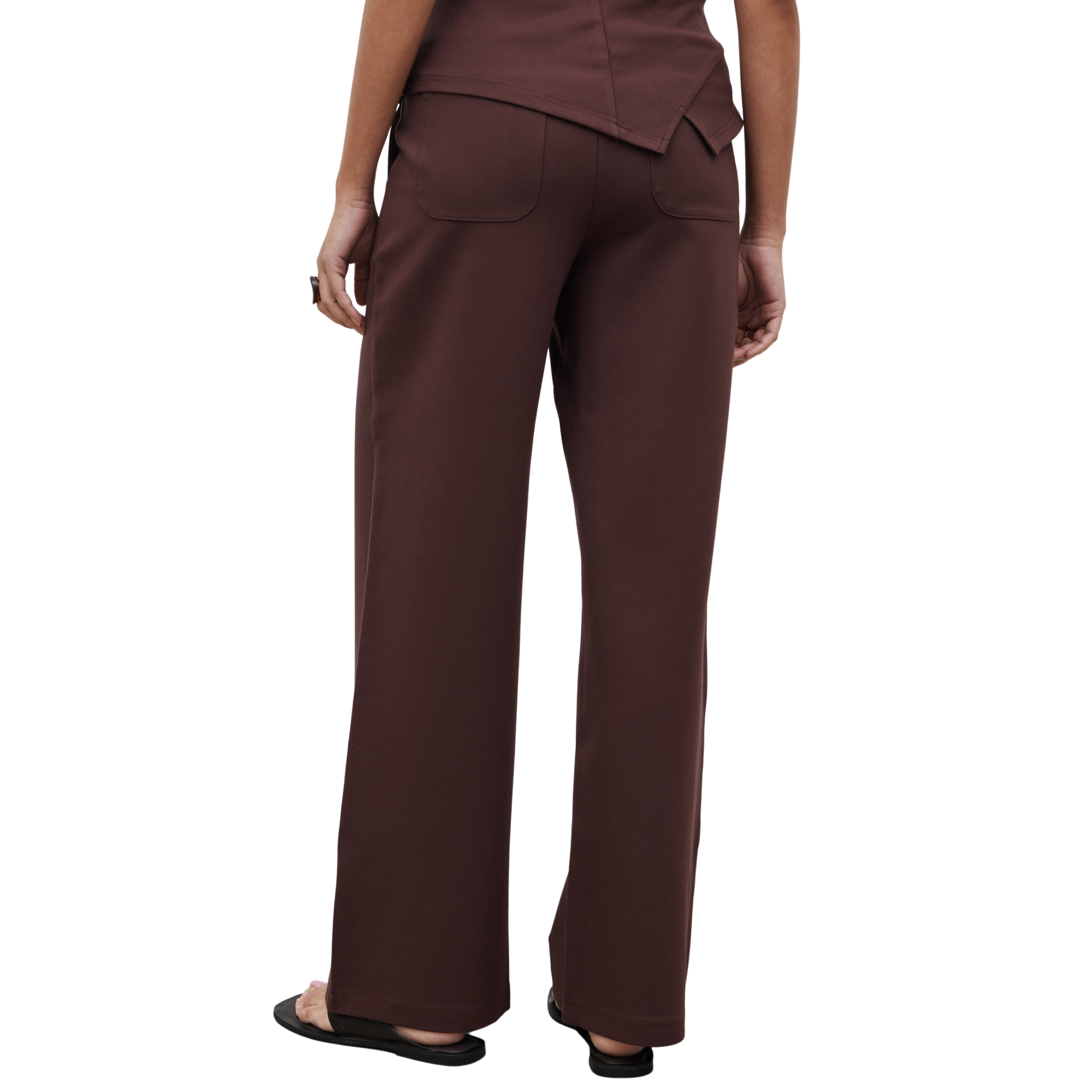 Womens Pretty Lavish Brown Marni Straight Leg Jersey Trousers