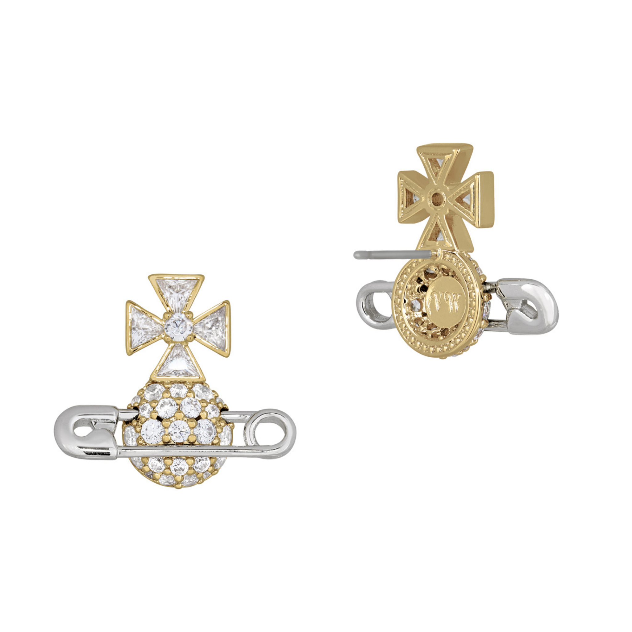 Vivienne Westwood Gold/Platinum/White CZ Hectorina Earrings