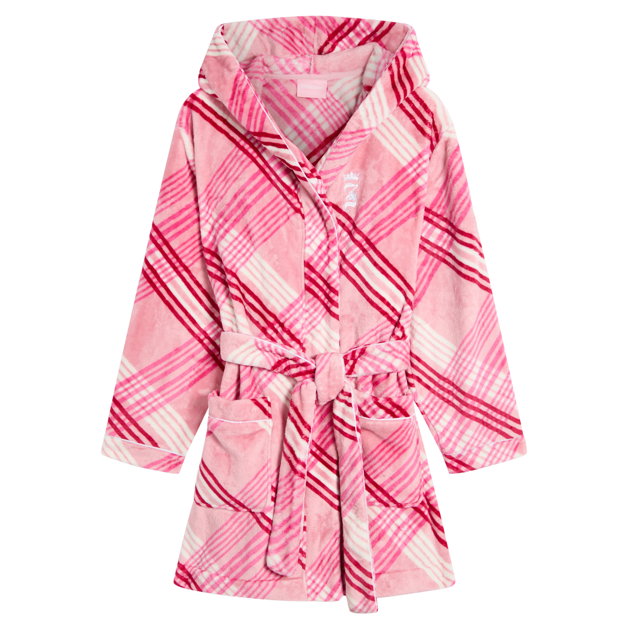 Womens Juicy Couture Pink Check Lottie Check Plush Robe
