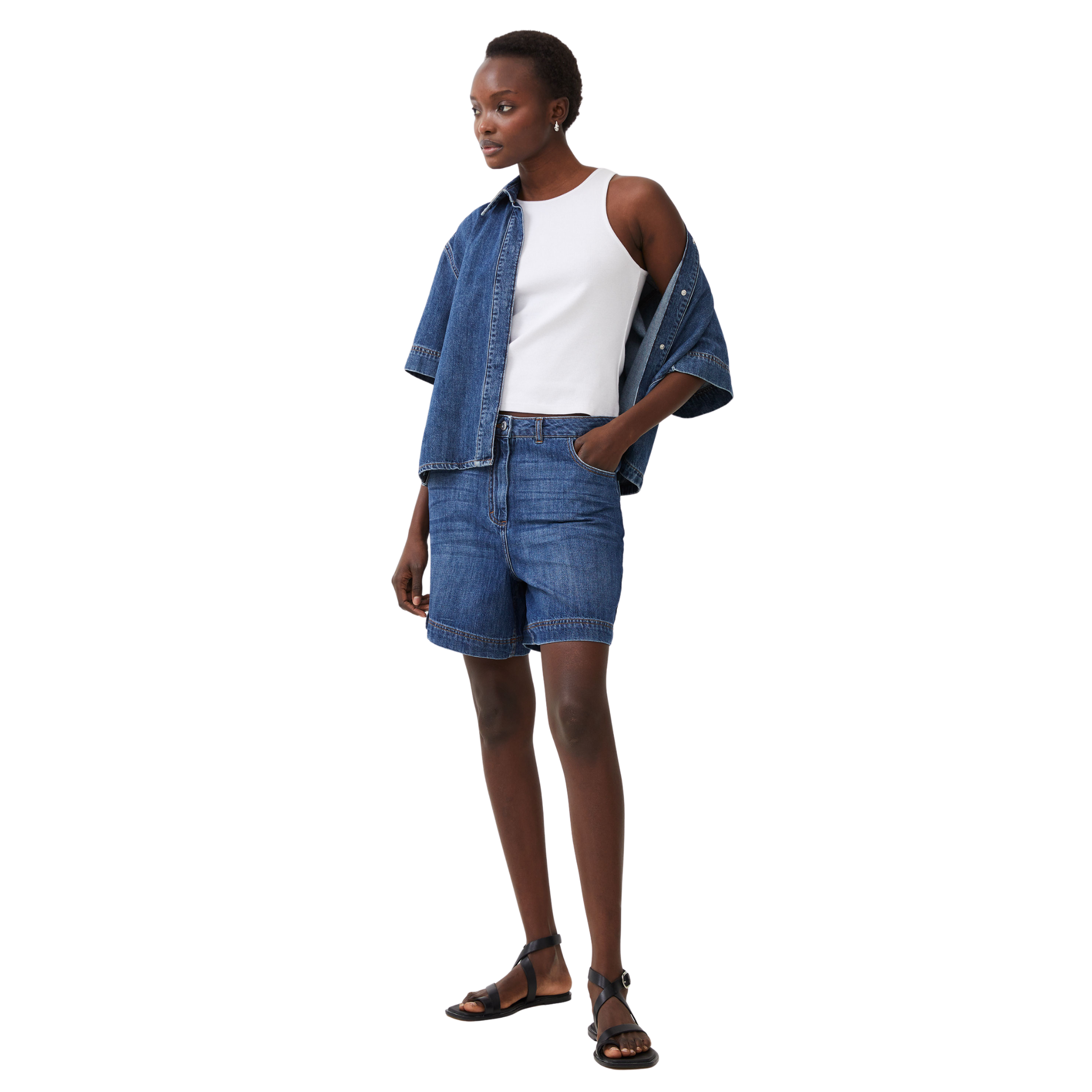 Womens French Connection Vintage Wash Finley Denim Shorts