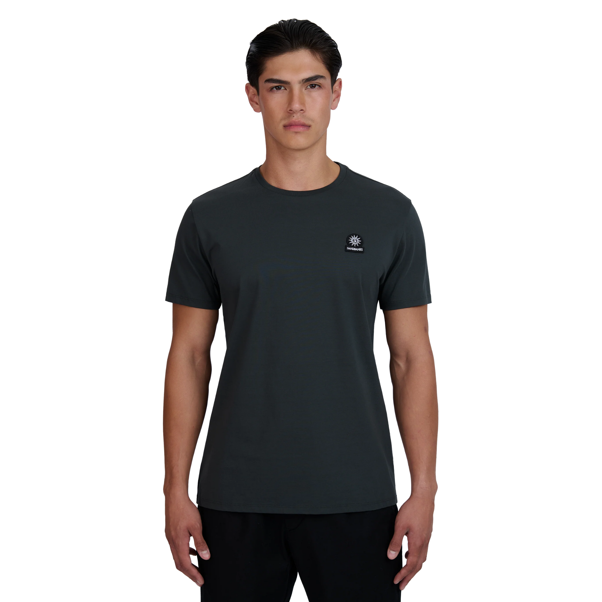 Mens Sandbanks Anthracite Mercerised Badge S/s T Shirt