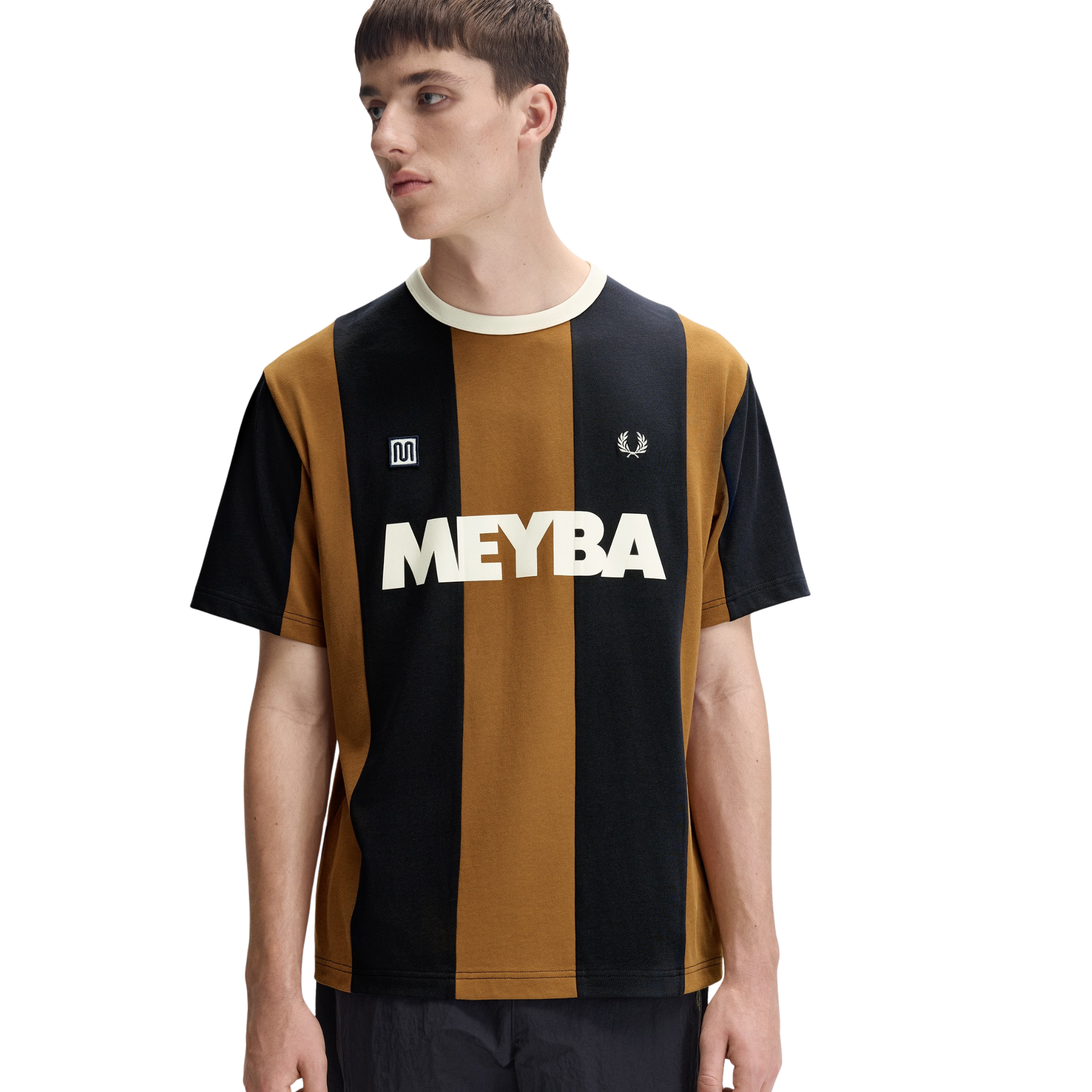 Mens Fred Perry x Meyba Dark Caramel Cut & Sew S/s T Shirt