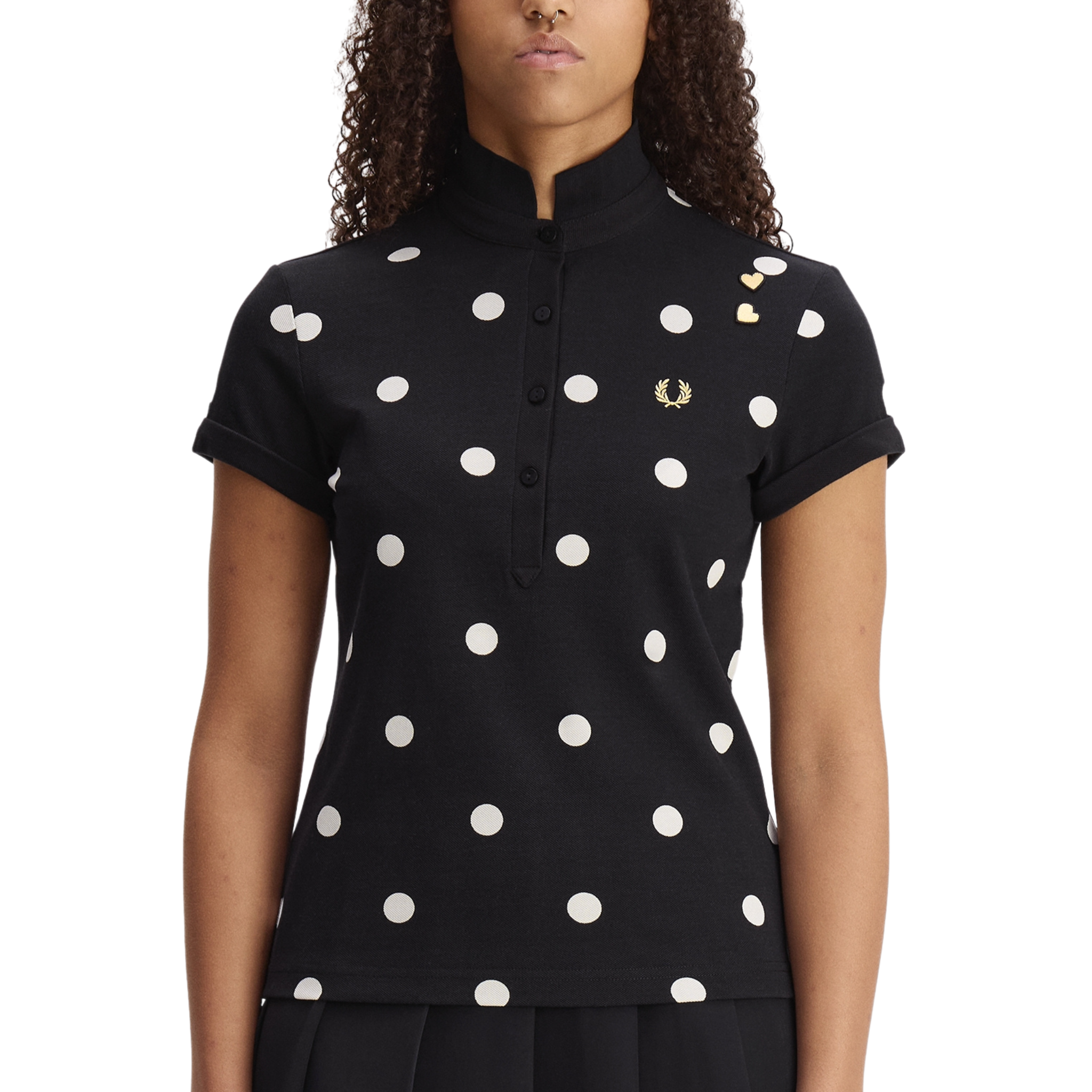 Womens Fred Perry x AW Black Polka Dot S/s Polo Shirt