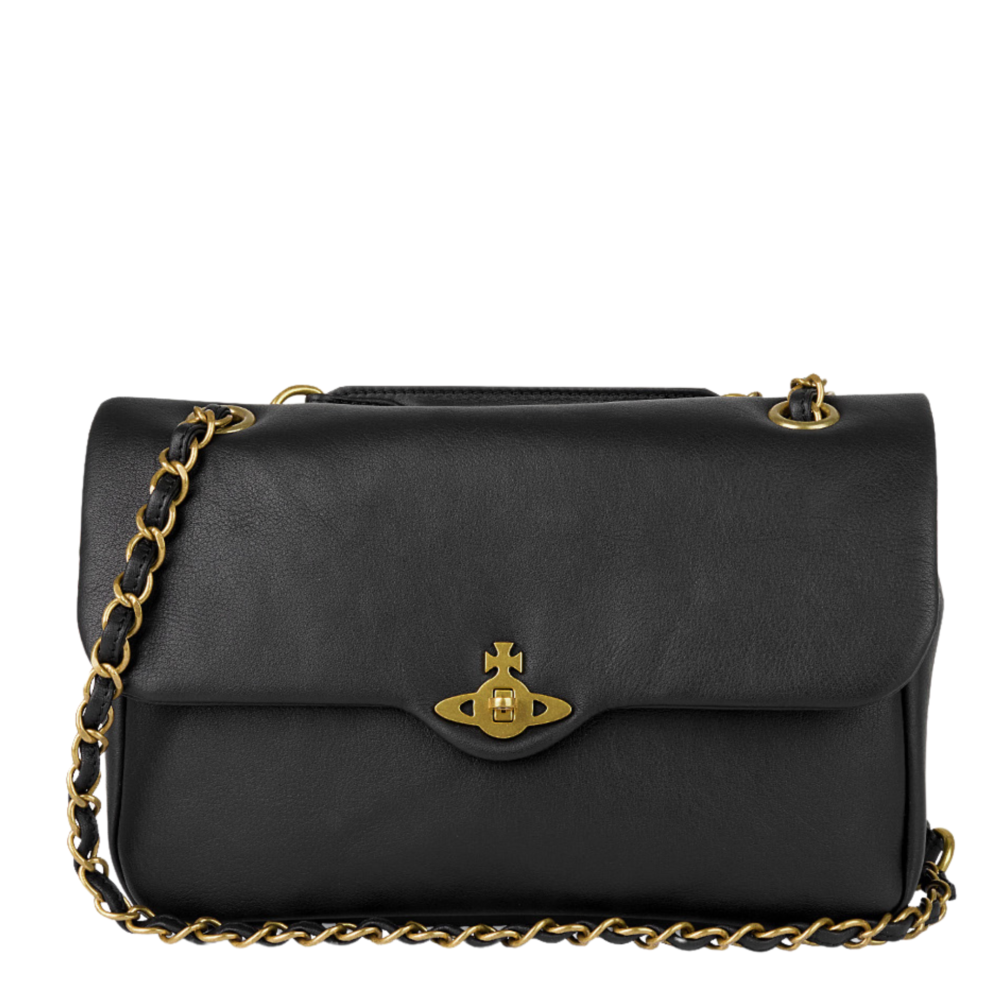 Womens Vivienne Westwood Black Anita Chain Smooth Shoulder Bag