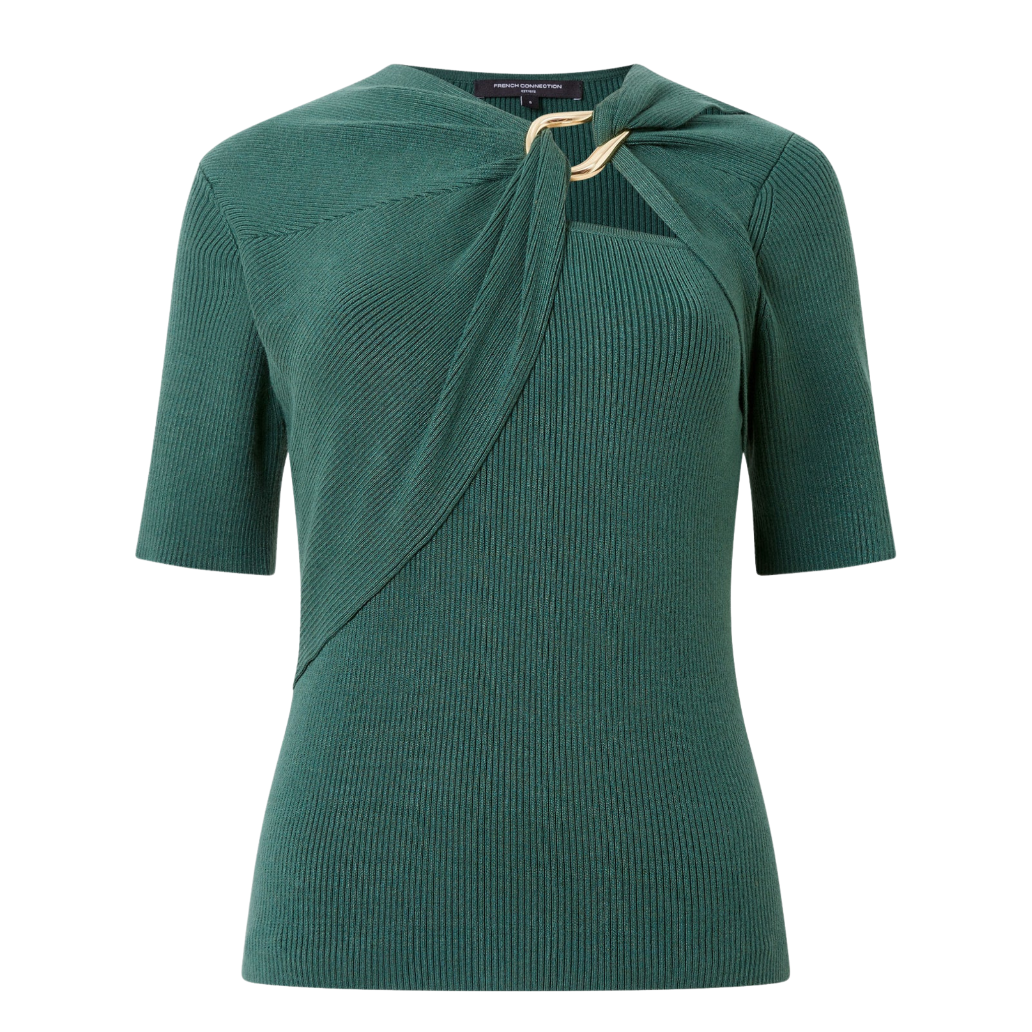 Womens French Connection Jade Green Jayna Trim Top