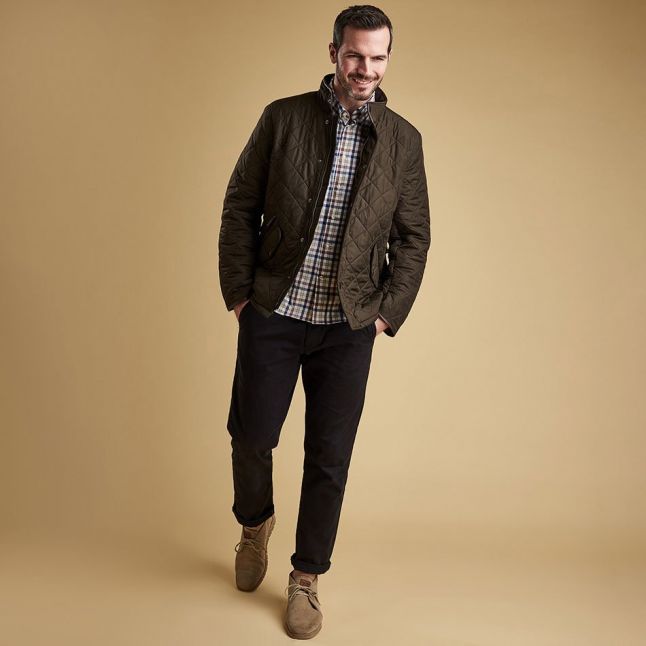 Mens Barbour Olive Powell Quilted Jacket