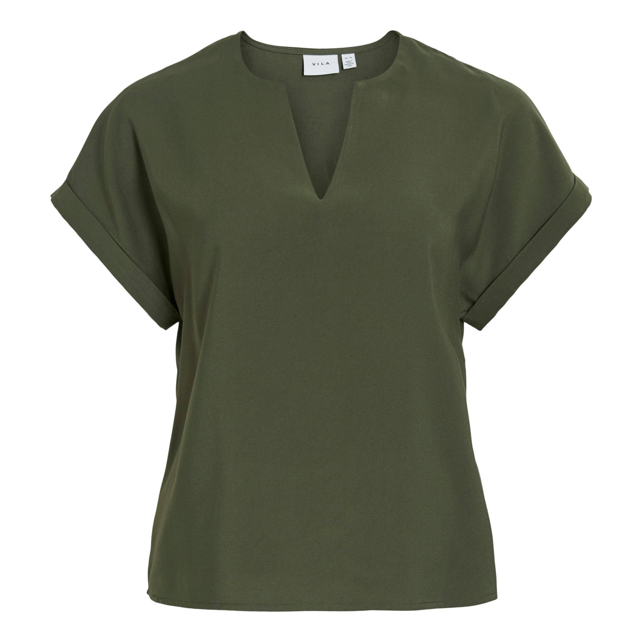 Womens Vila Green Deep Depths Vimarlee V-Neck S/s Top
