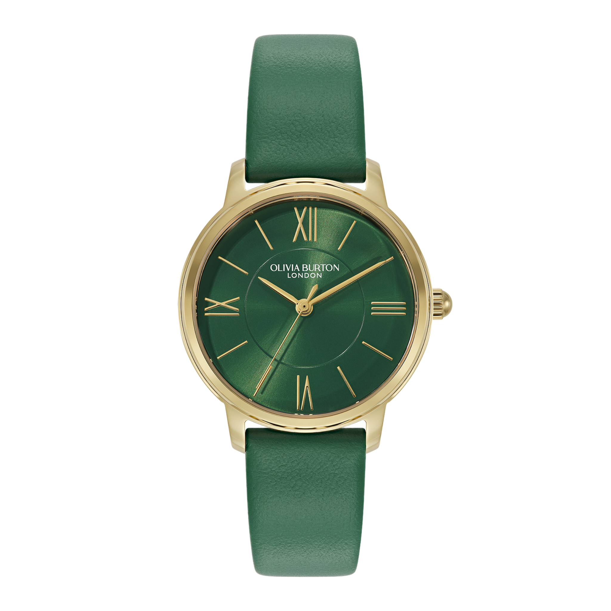 Womens Olivia Burton Gold/Deep Green Westbourne Leather Strap Watch