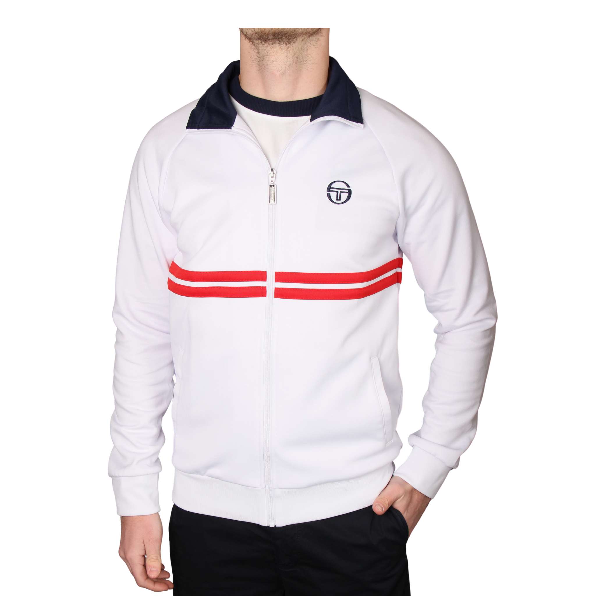 Mens Sergio Tacchini White/Maritime Blue/Adrenaline Rush Dallas Track Top