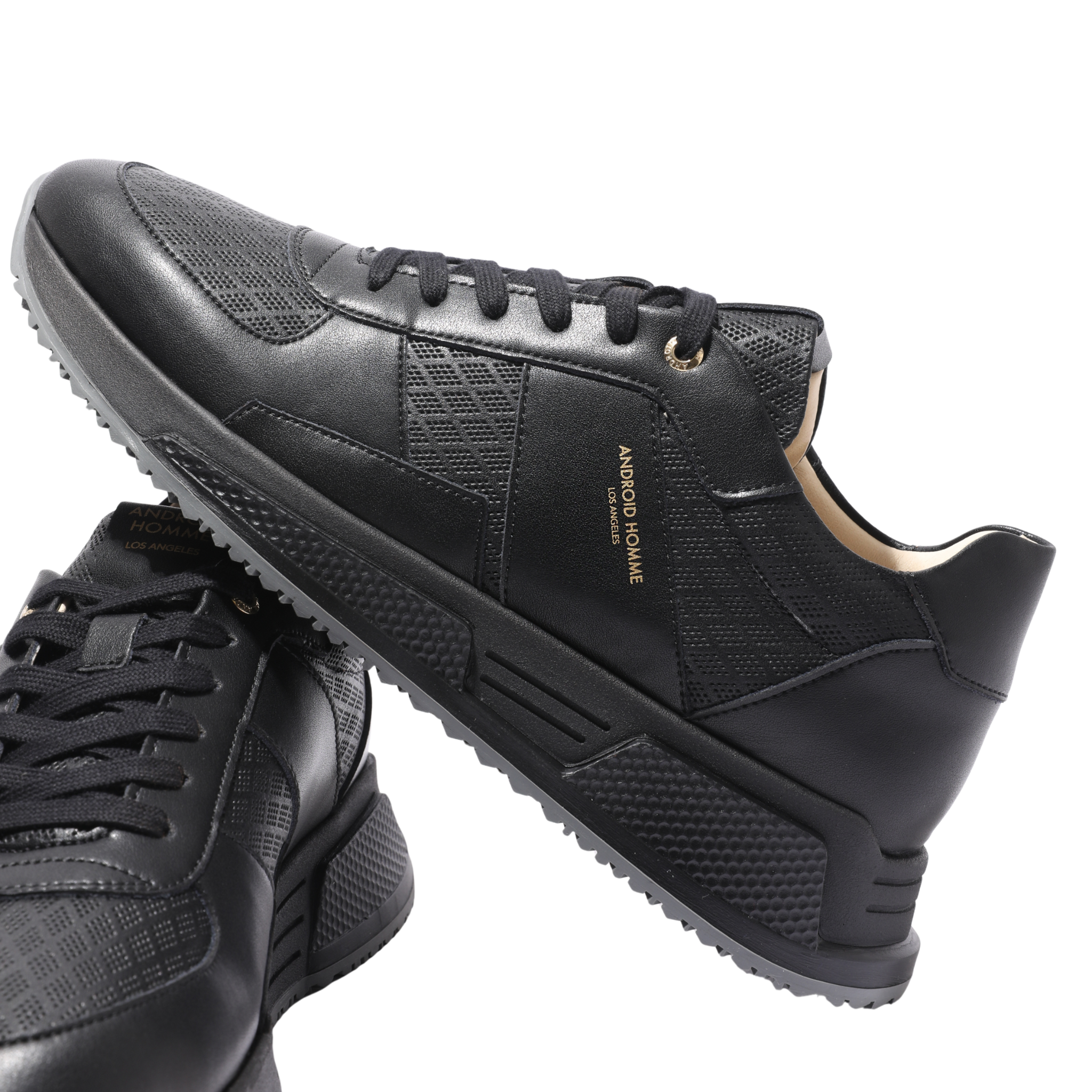 Mens Android Homme Black Matador Diamond Perforated Trainers