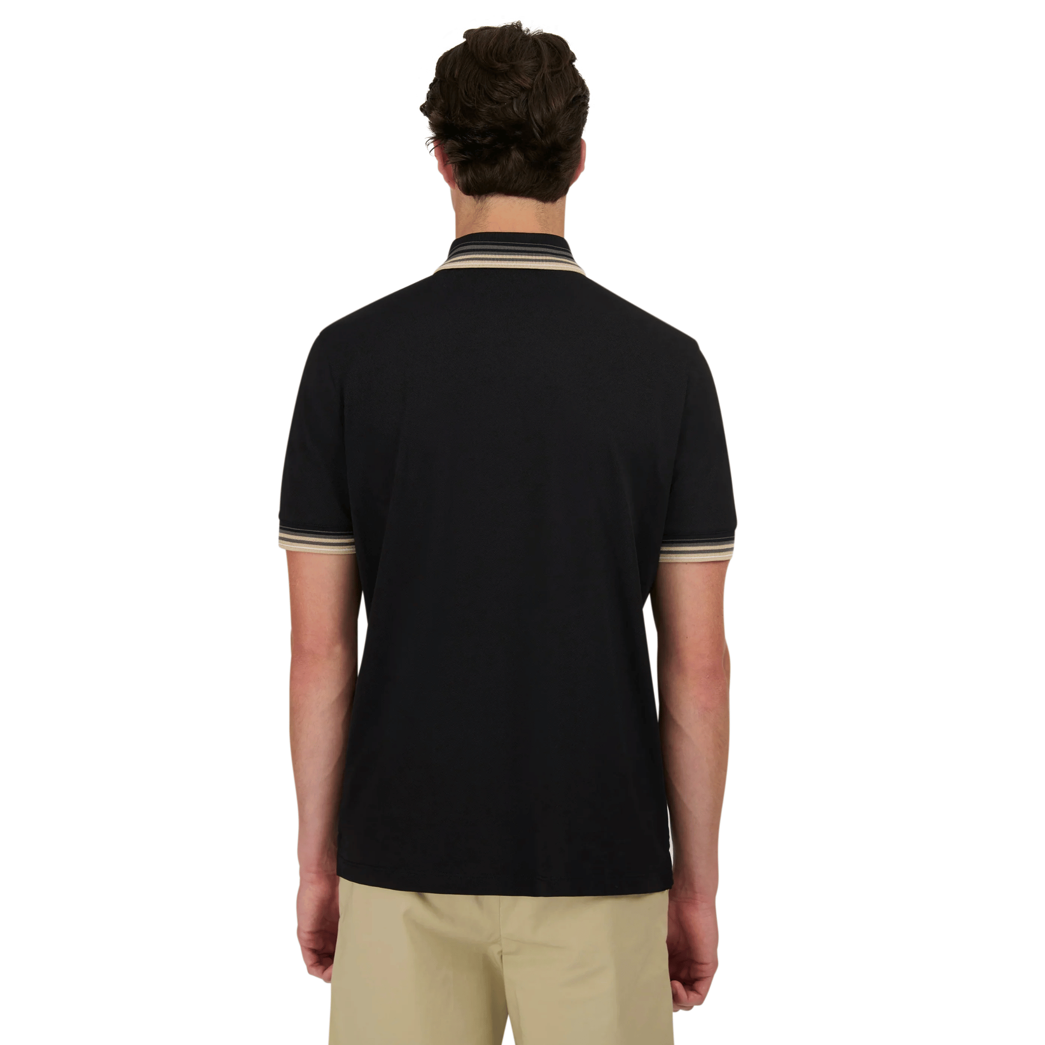 Mens Sandbanks Black Gradient Rib S/s Polo Shirt