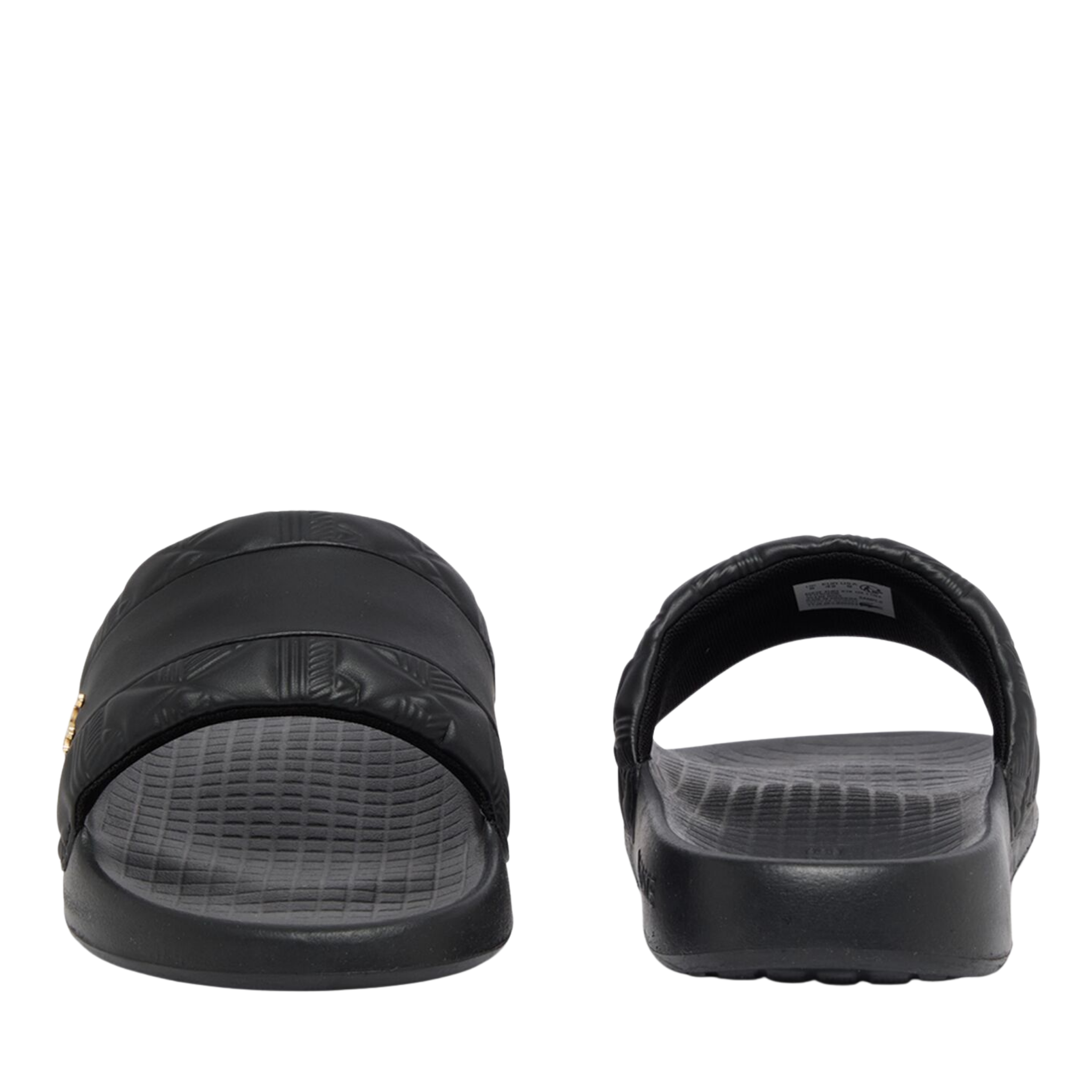 Mens Lacoste Black/Gold Hybrid Monogram Serve Slides