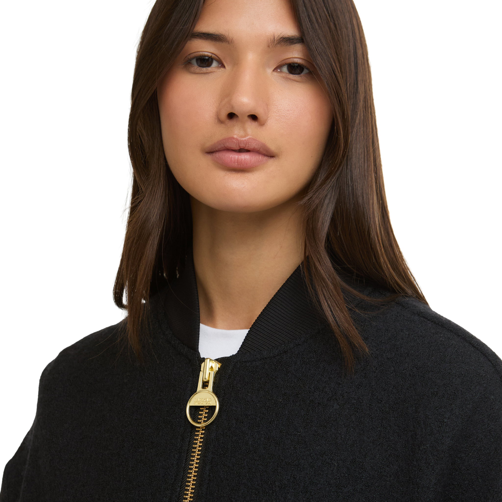 Womens Barbour International Black Monique Wool Bomber Jacket