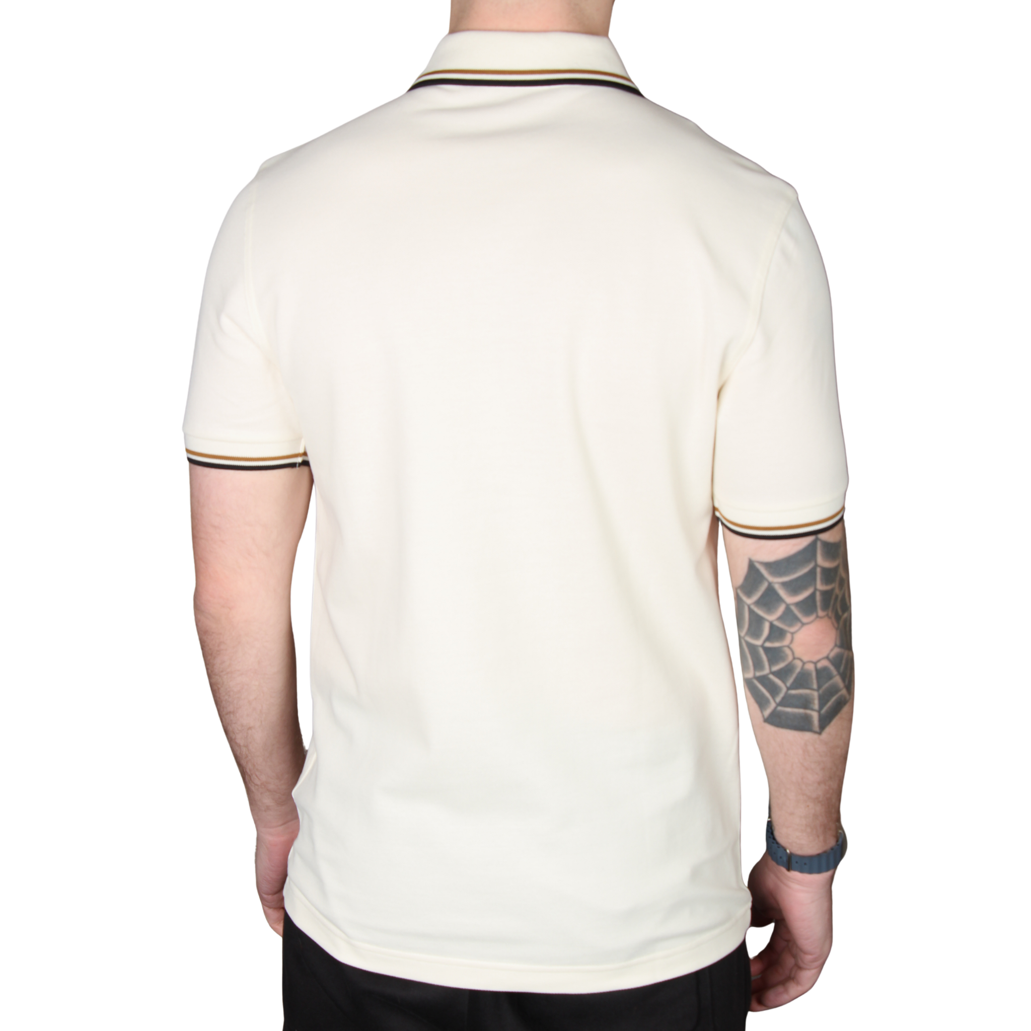 Mens Fred Perry Ecru/Dark Caramel/Black Twin Tipped S/s Polo