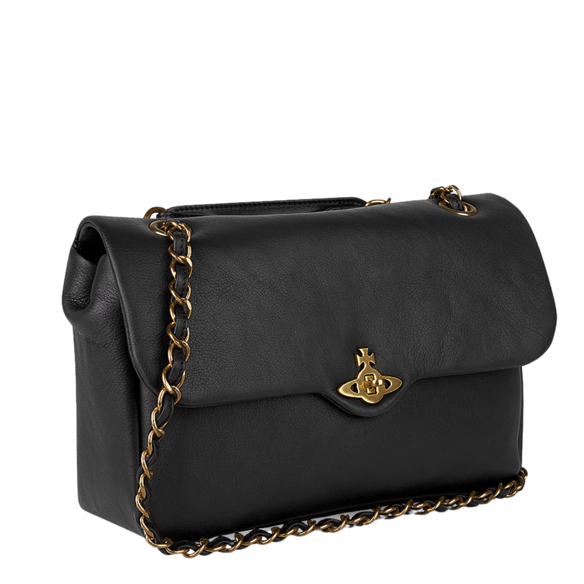 Womens Vivienne Westwood Black Anita Chain Smooth Shoulder Bag