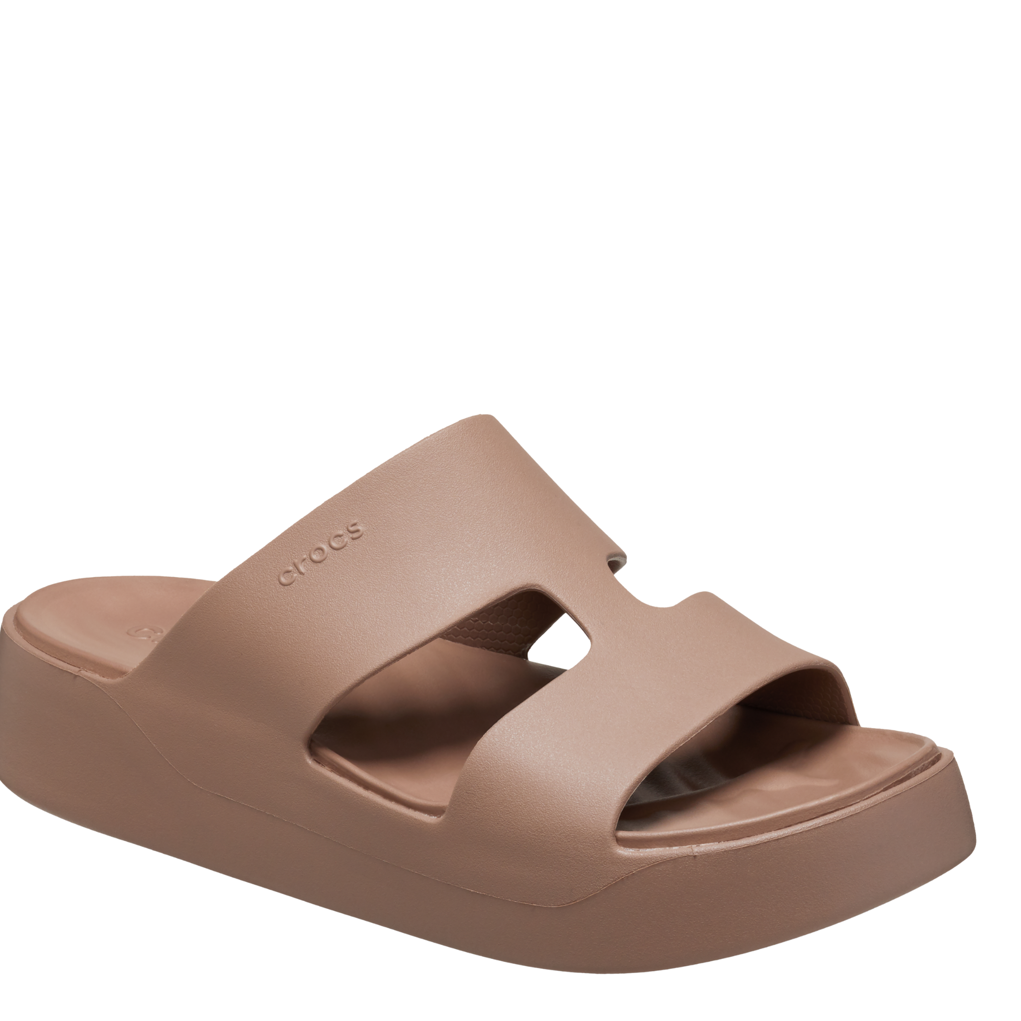 Womens Crocs Latte Getaway Platform H-Strap Sandals