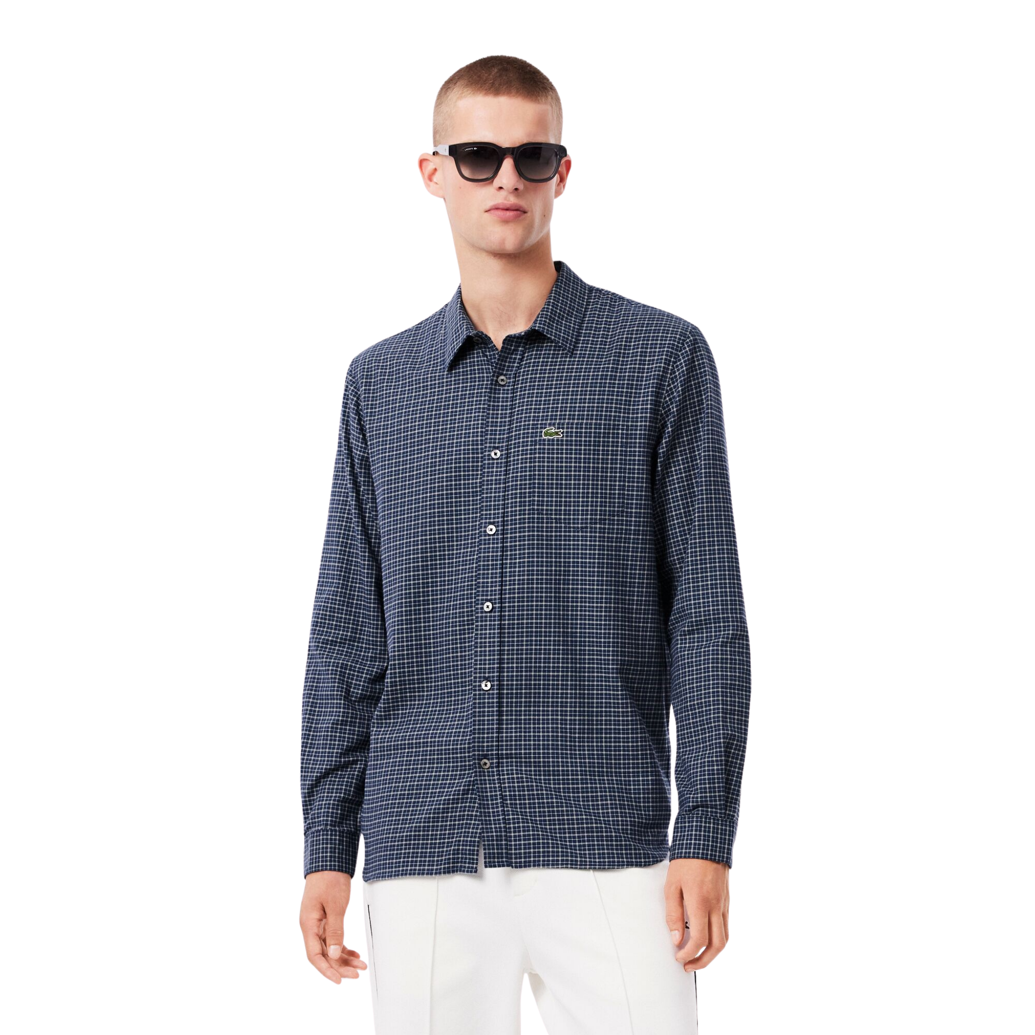 Mens Lacoste Navy/Flour Check Regular Fit L/s Shirt