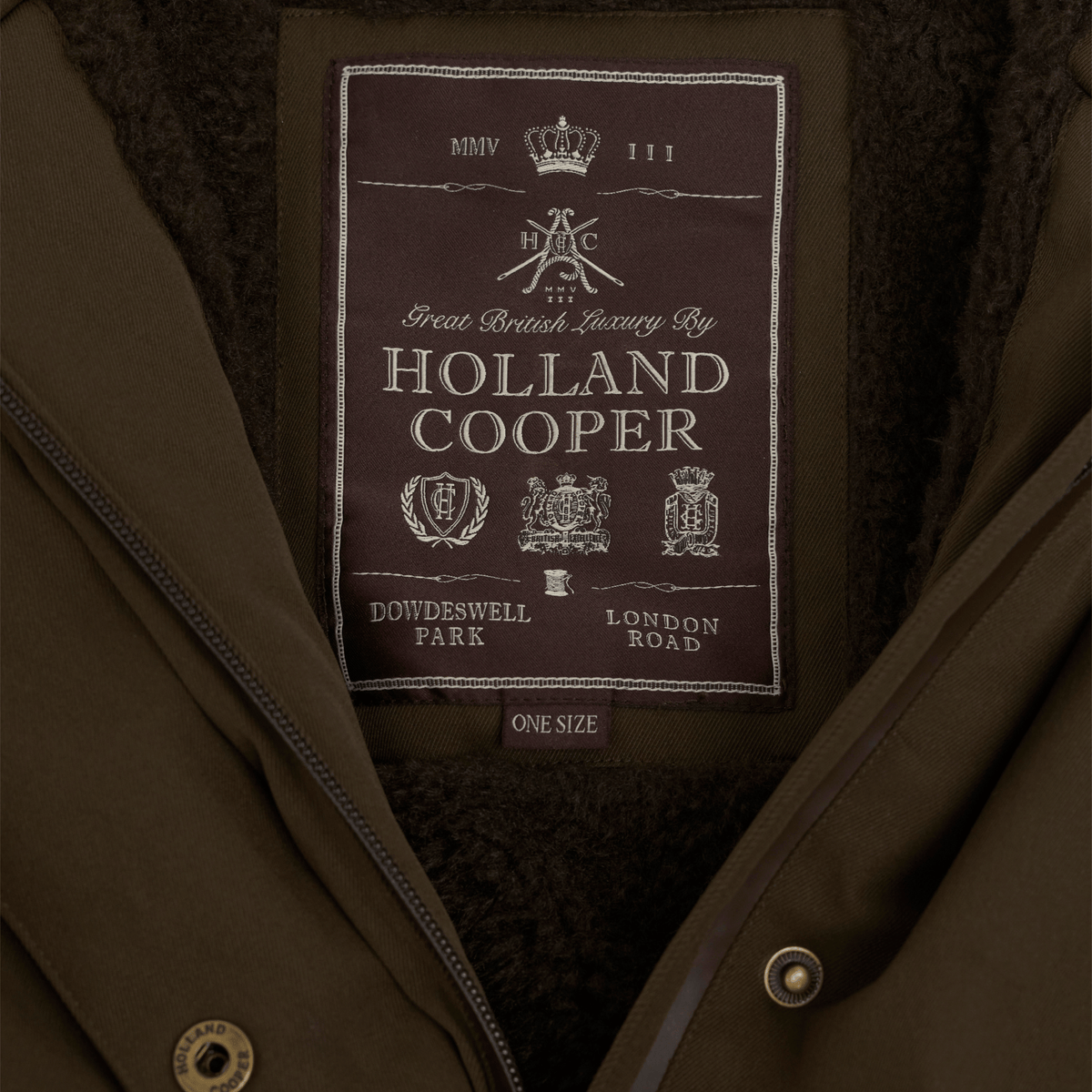 Womens Holland Cooper Olive Brown One-Size Waterproof Longline Parka