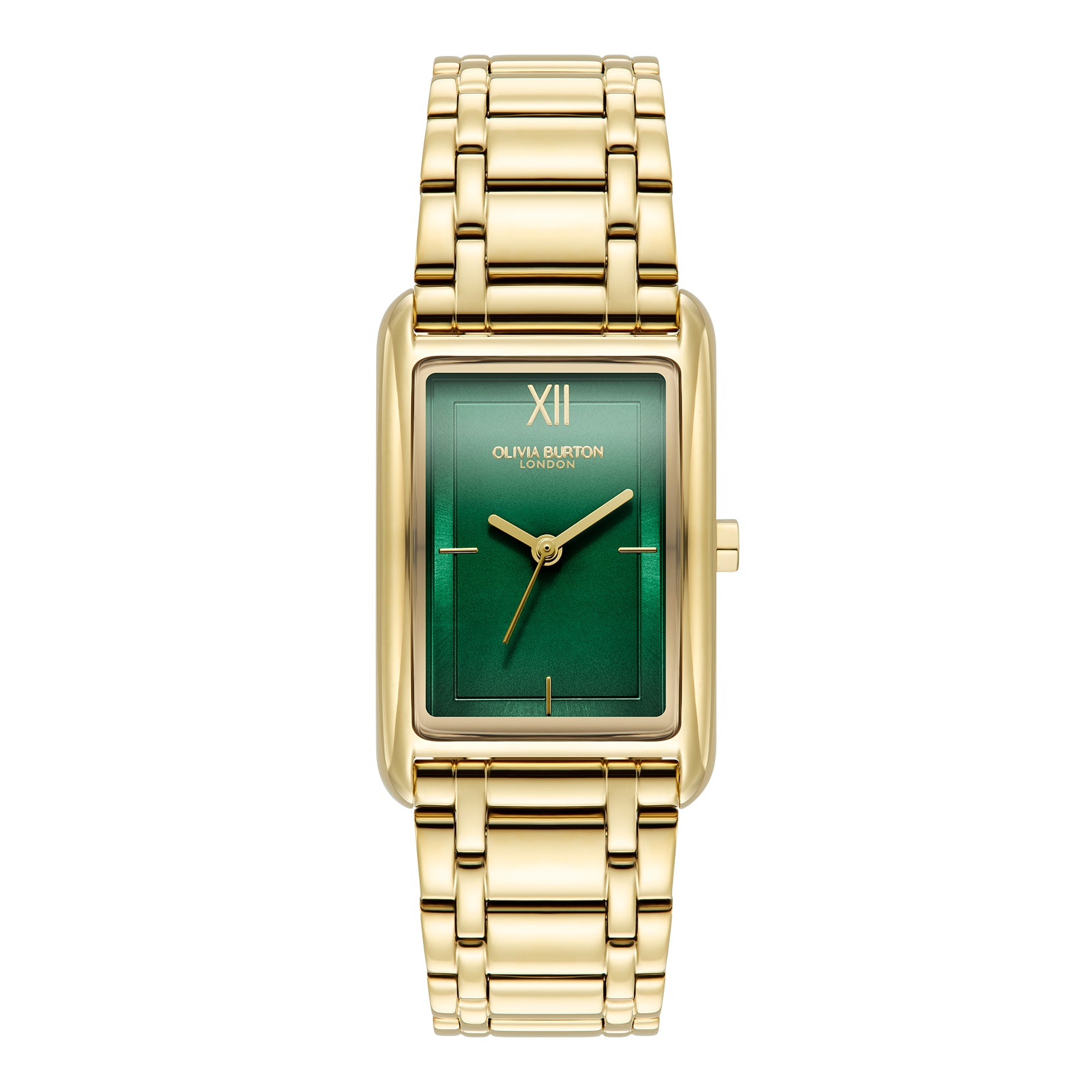 Womens Olivia Burton Gold/Forest Green Grove Tank Bracelet Watch