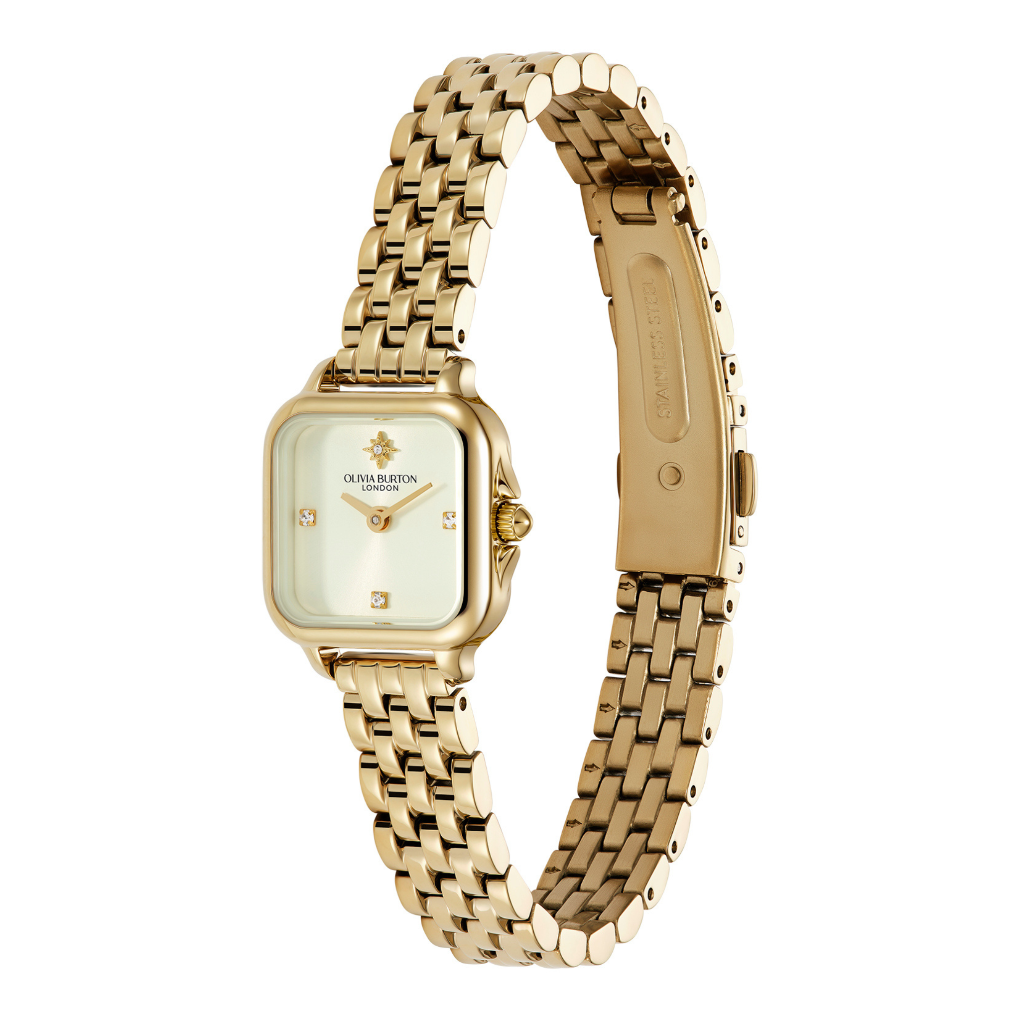 Womens Olivia Burton Gold/White Grosvenor Mini Watch