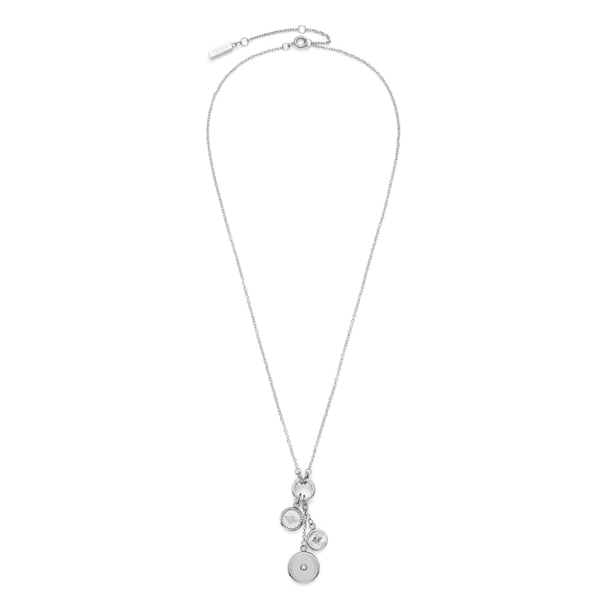Womens Olivia Burton Silver Signature Charms Necklace