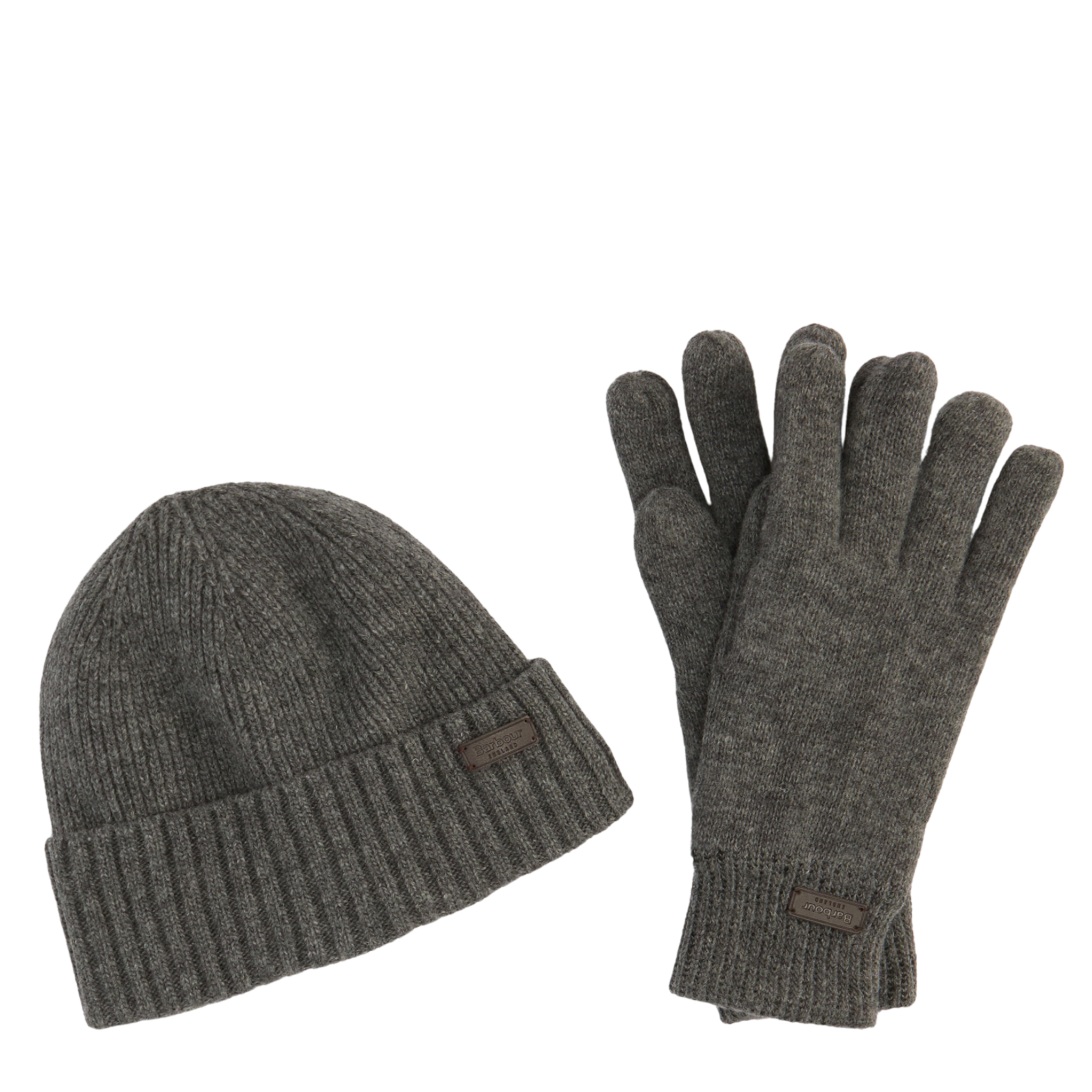 Mens Barbour Grey Carlton Beanie & Gloves Gift Set