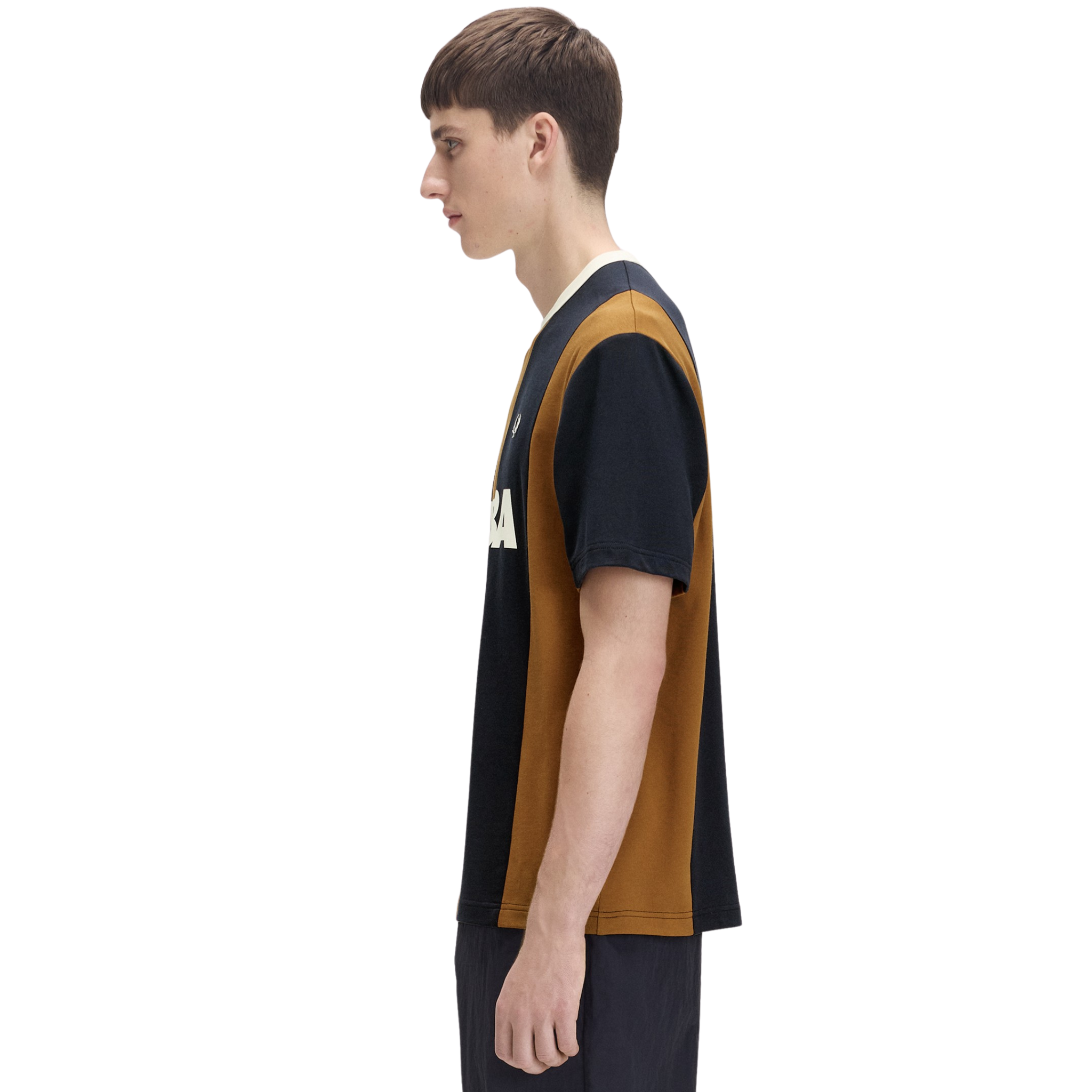 Mens Fred Perry x Meyba Dark Caramel Cut & Sew S/s T Shirt