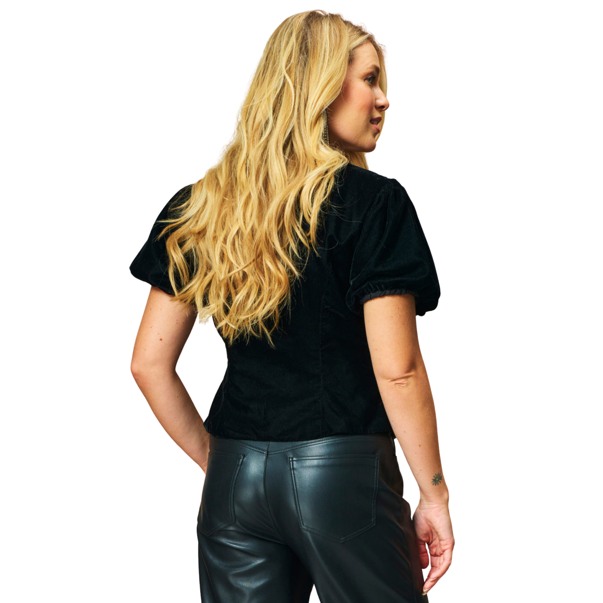Womens Hope & Ivy Black Layla Embellished Bows Top