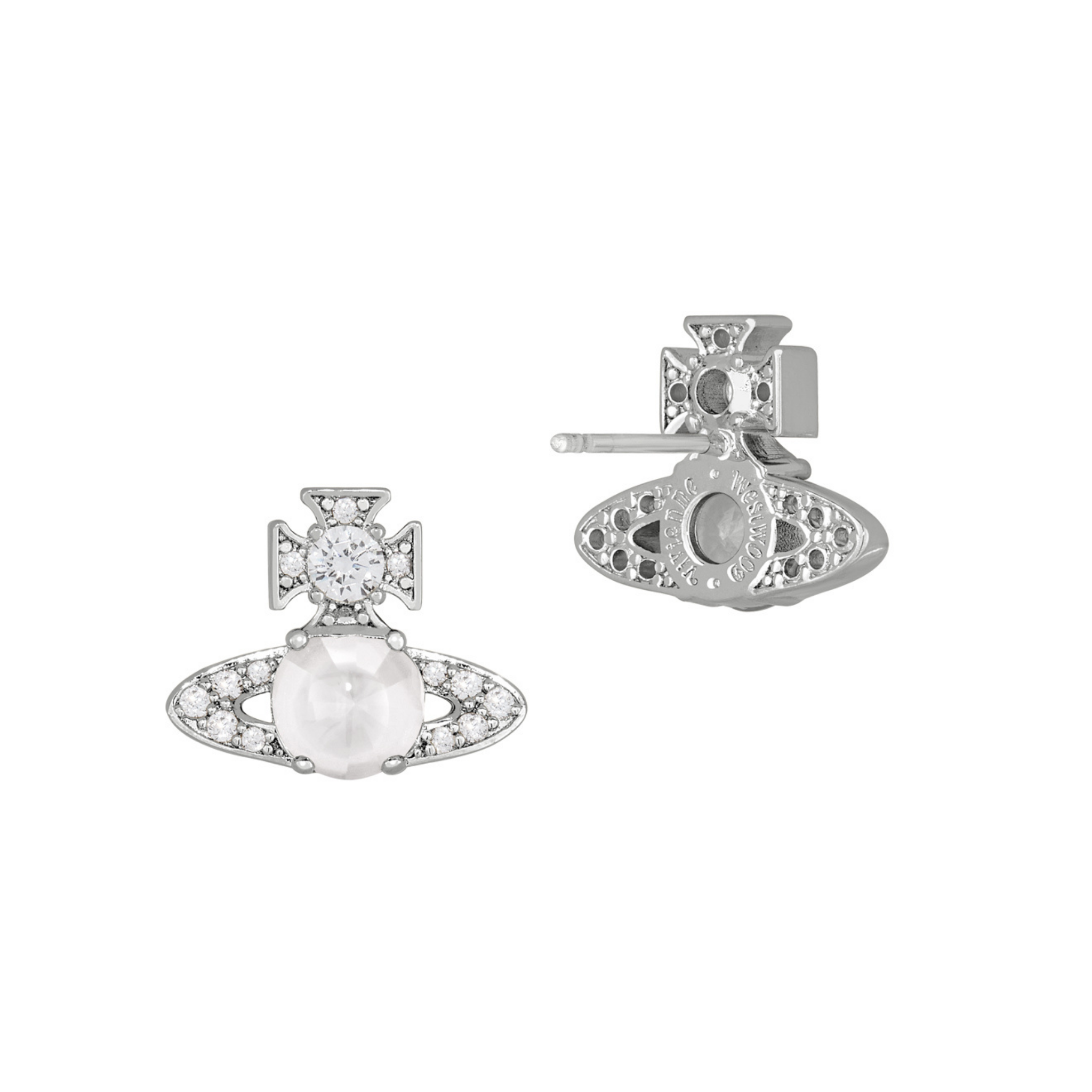 Vivienne Westwood Platinum/White CZ Ondina Earrings