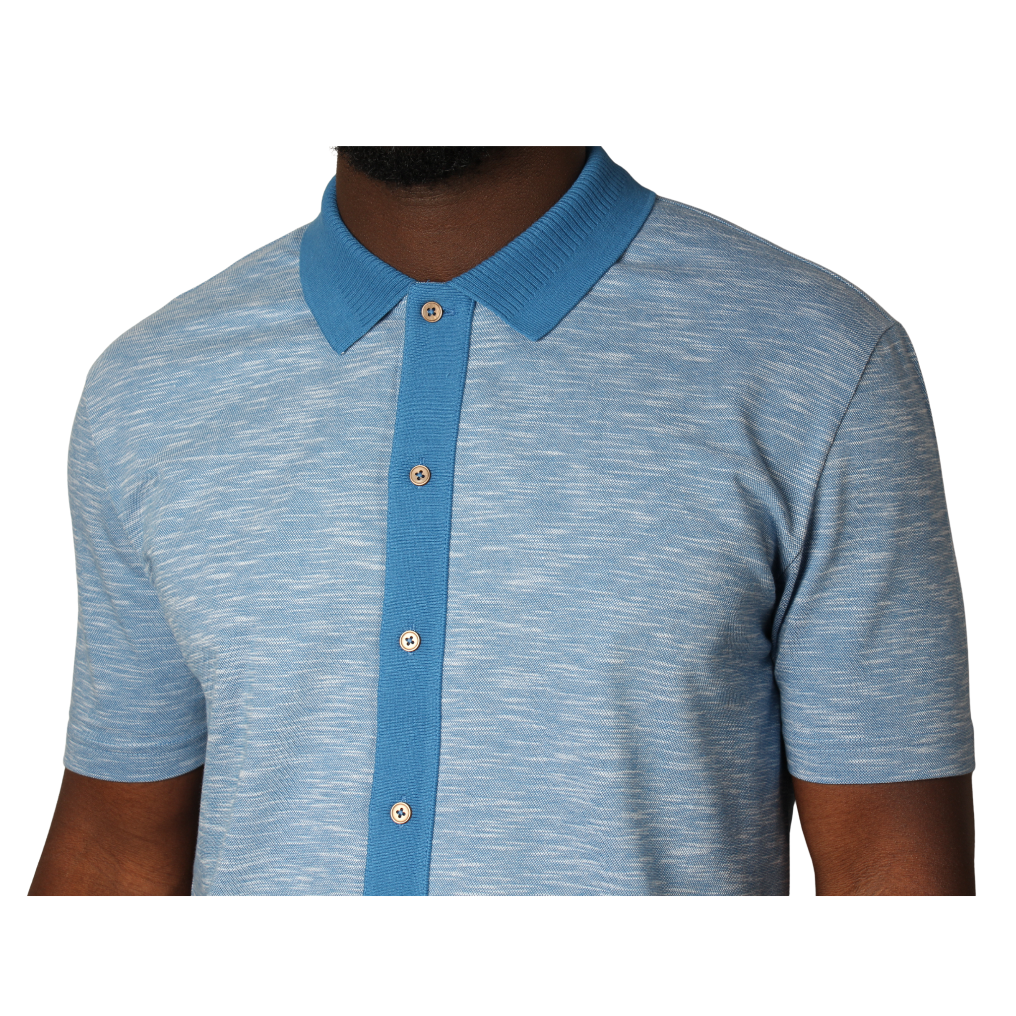 Mens Paul Smith Blue Button Front S/s Polo Shirt
