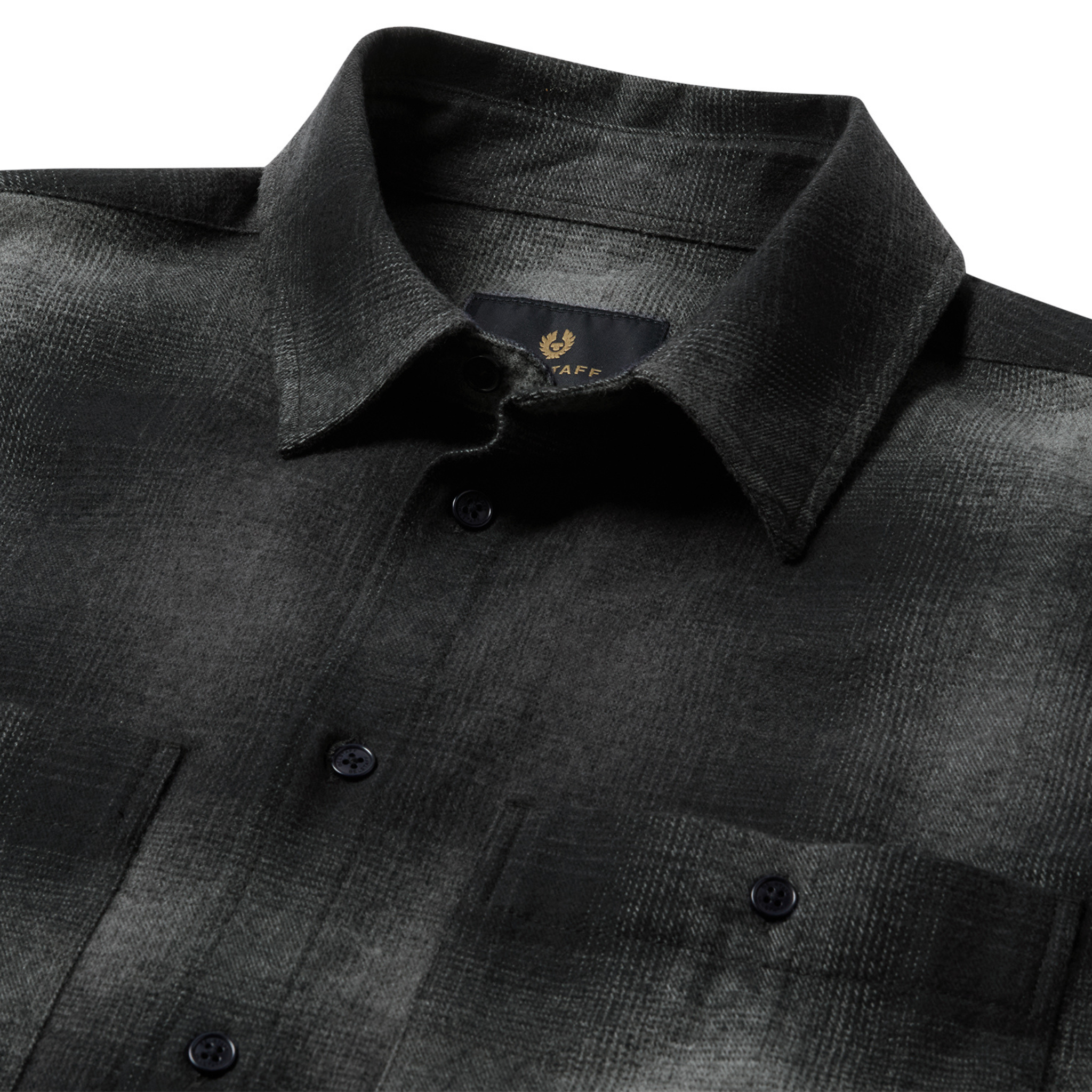 Mens Belstaff Black Outpost Brushed Cotton Flannel Overshirt