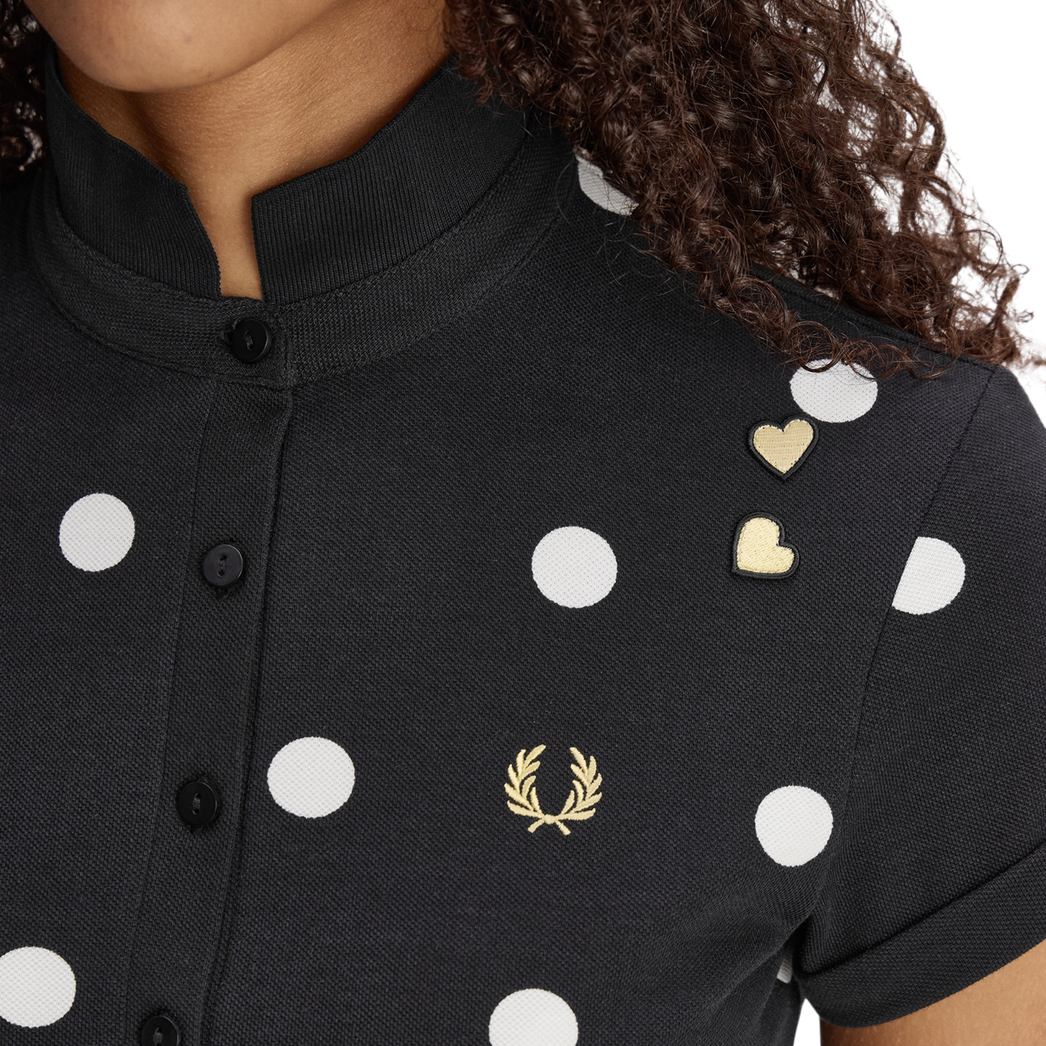 Womens Fred Perry x AW Black Polka Dot S/s Polo Shirt