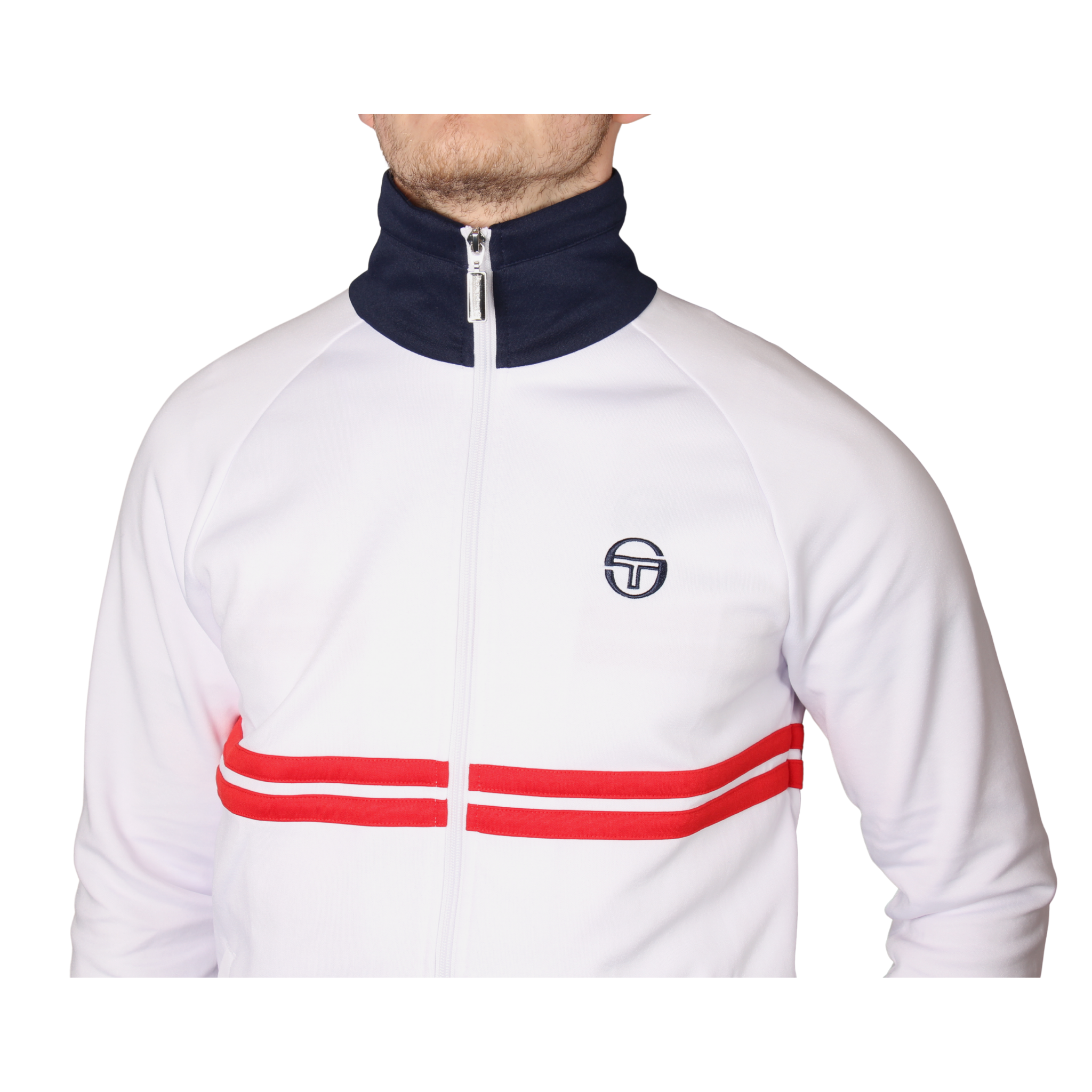 Mens Sergio Tacchini White/Maritime Blue/Adrenaline Rush Dallas Track Top