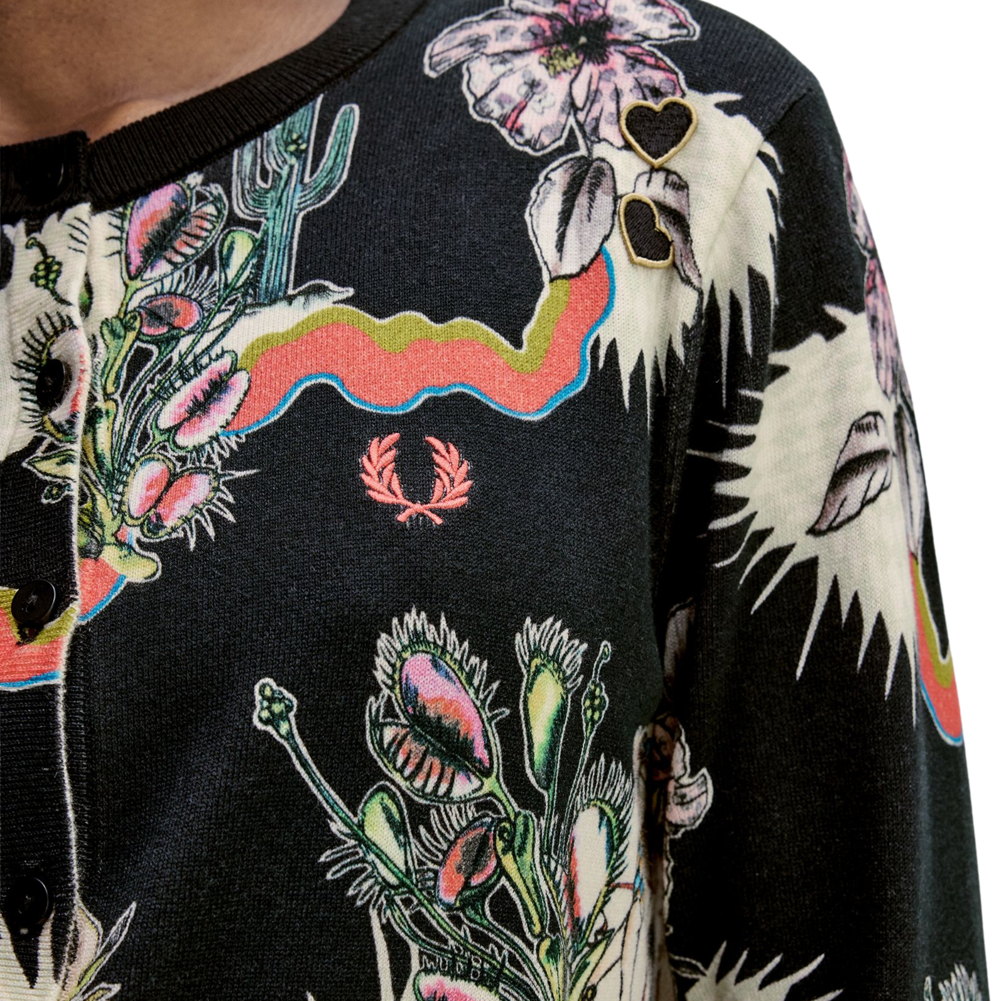 Womens Fred Perry x Amy Winehouse Black Printed Cardigan