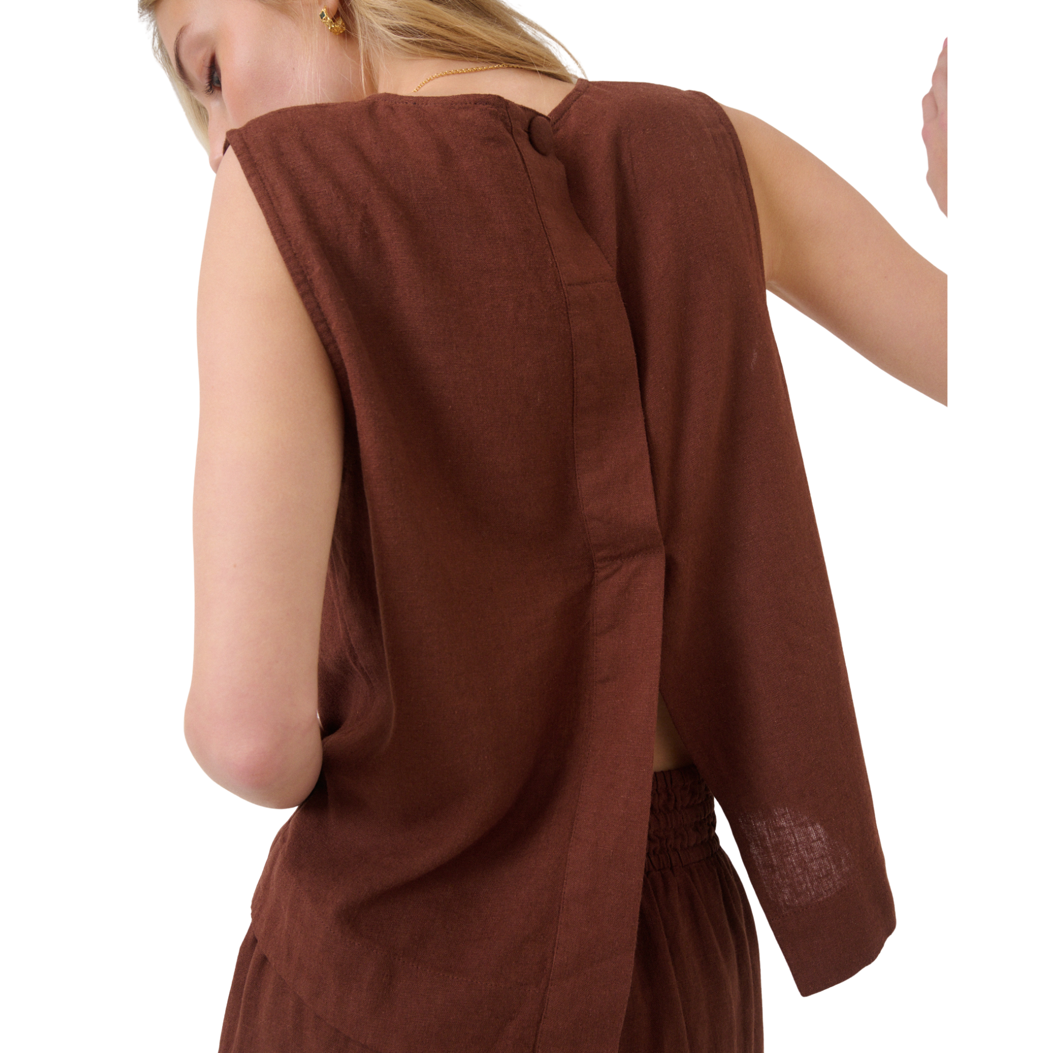 Womens Nobody's Child Brown Stirling Linen Tank Top
