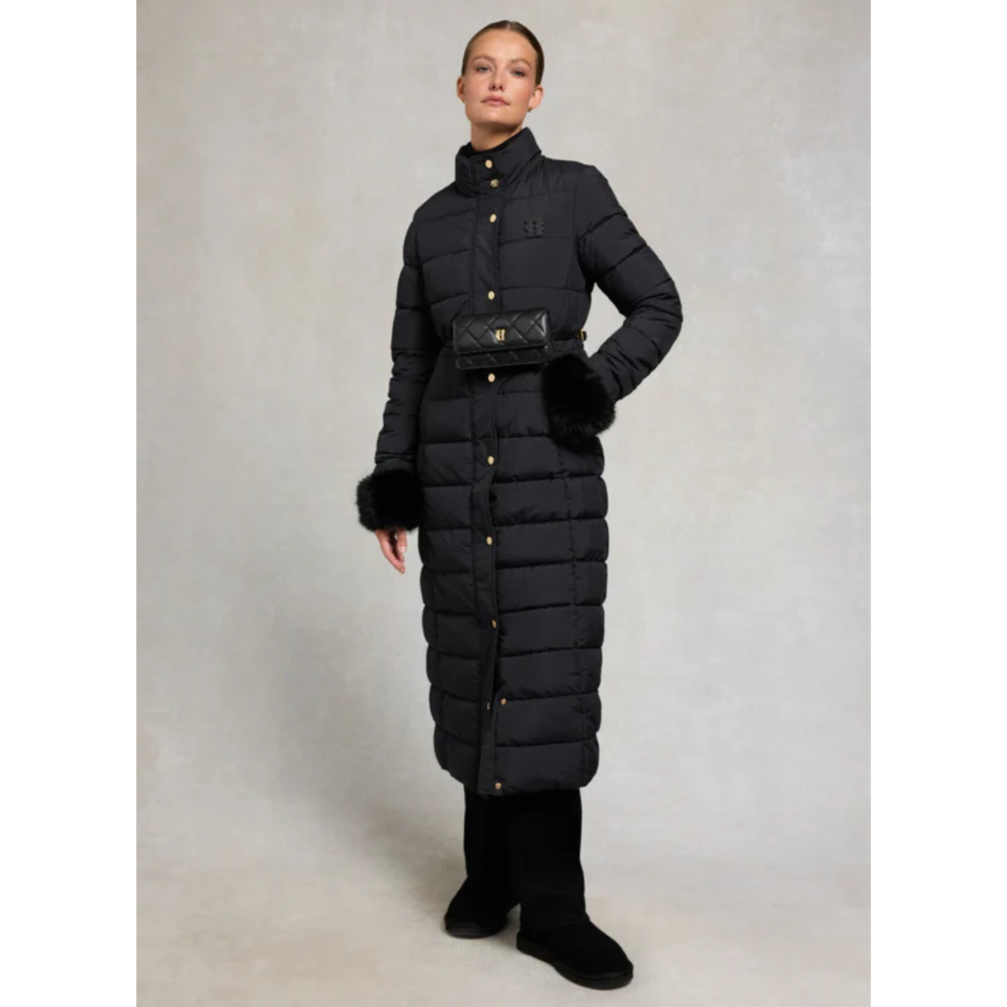 Womens Holland Cooper Black Milton Longline Coat
