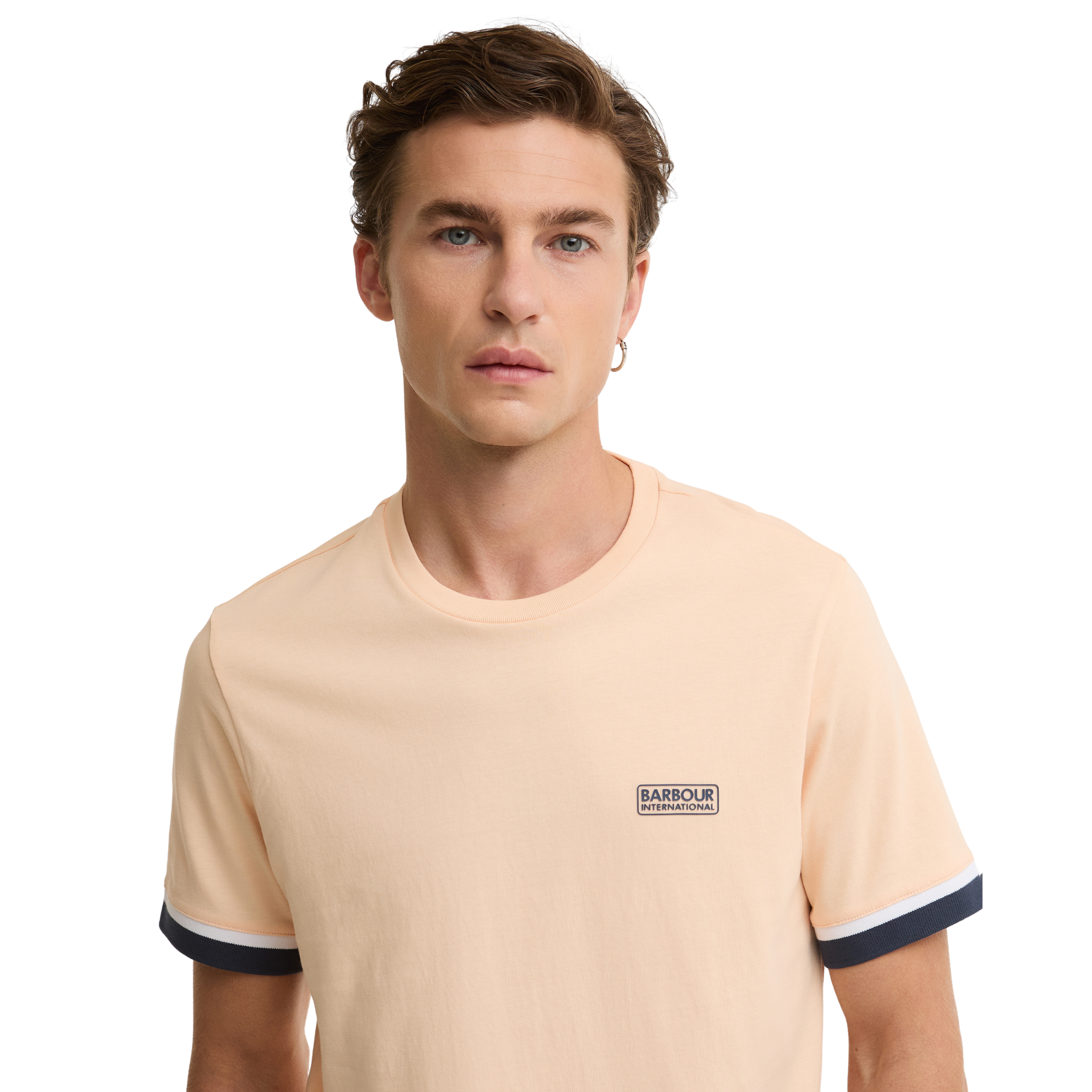 Mens Barbour International Bleached Apricot Deep Cuff Evan S/s T Shirt