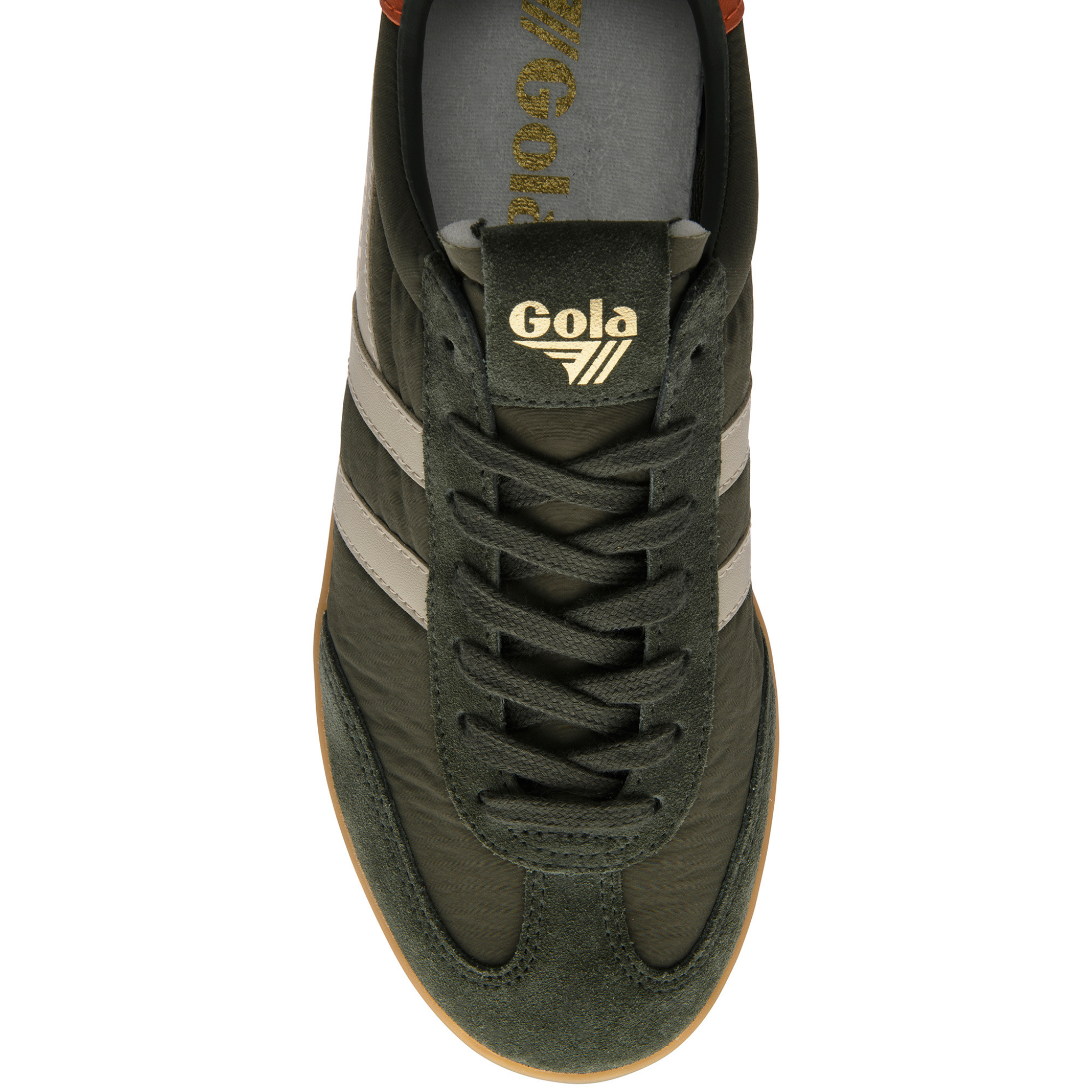 Mens Gola Dark Khaki/Bone/Orange/Gum Cyclone Nylon Trainers