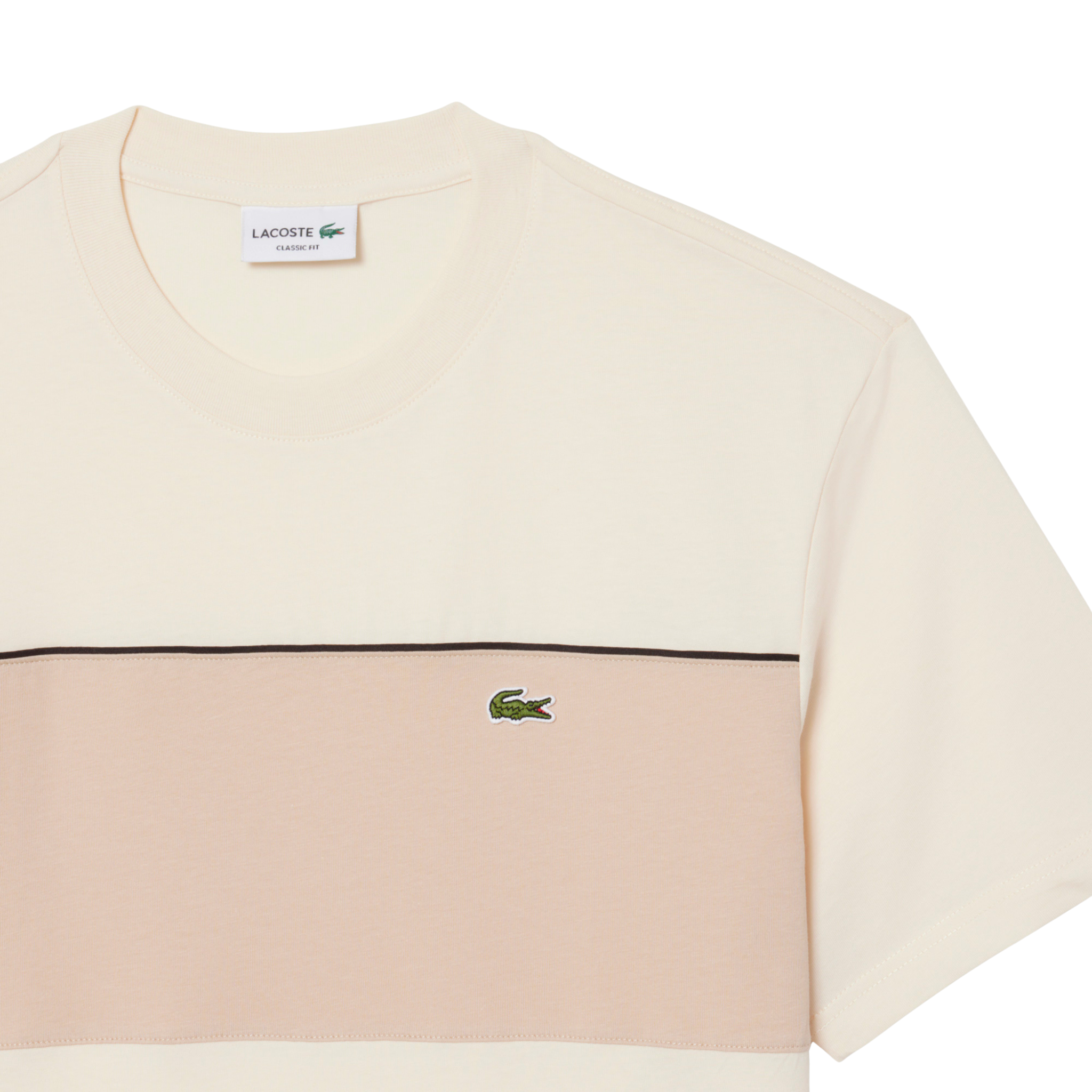 Mens Lacoste Beige Colour Block S/s T Shirt