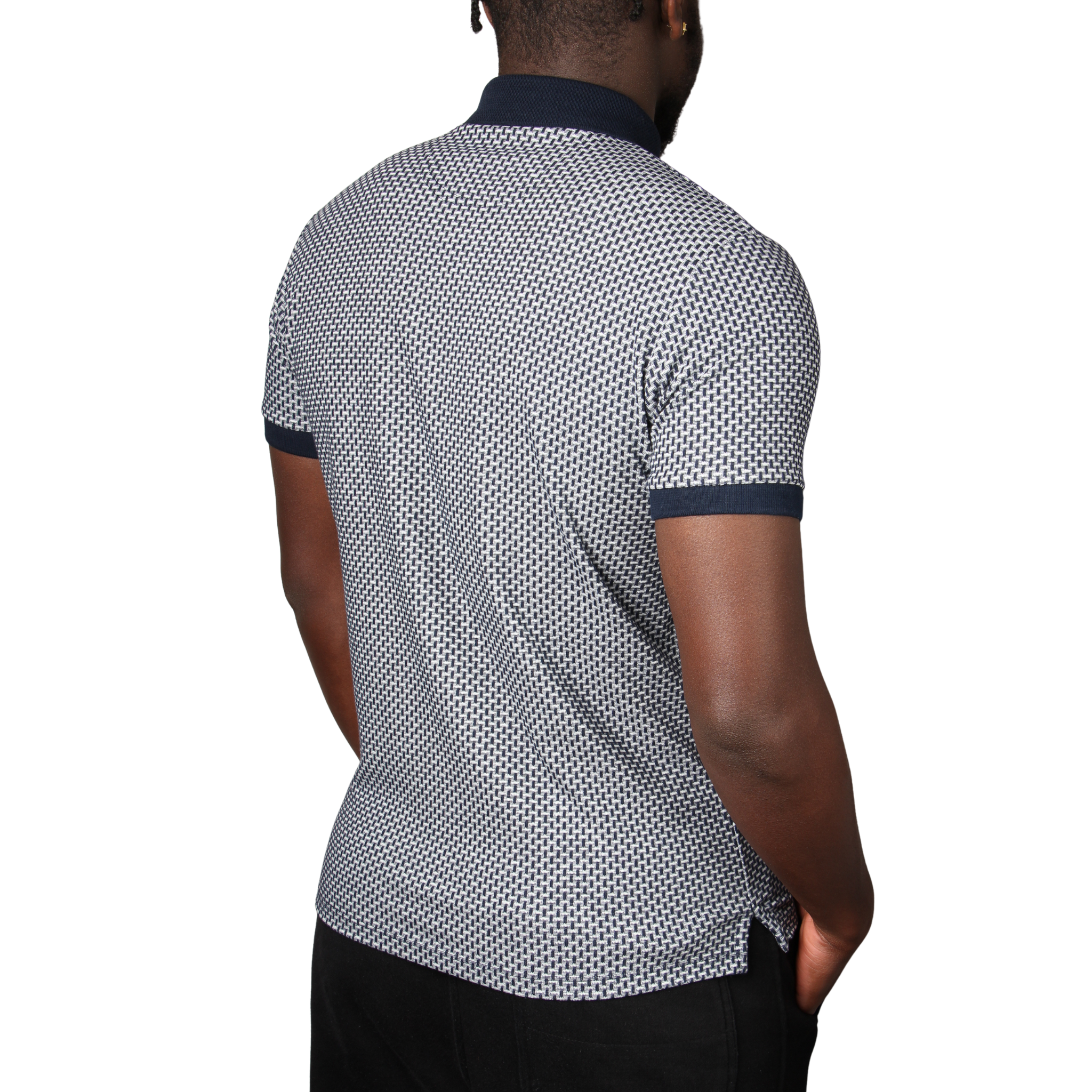 Mens Remus Uomo Navy Basket Weave S/s Polo Shirt