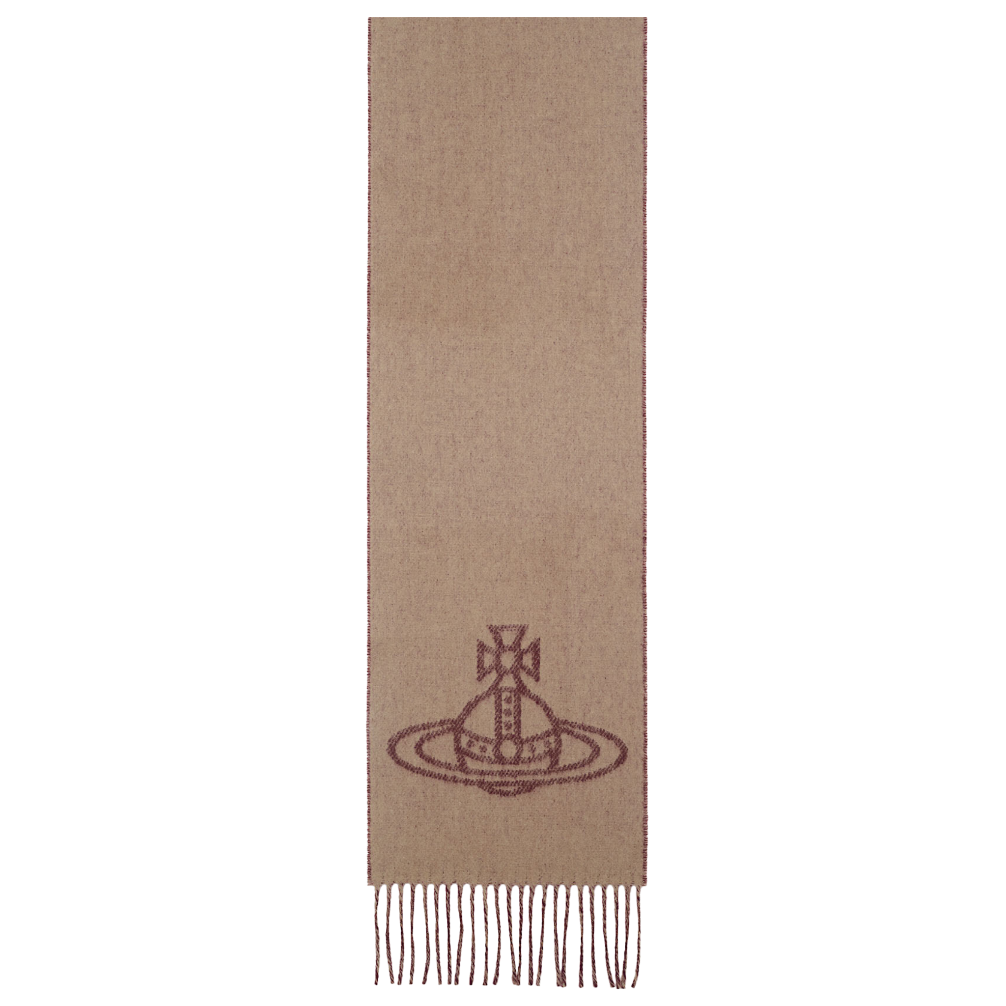 Womens Vivienne Westwood Camel/Burgundy Double Faced Orb Wool Scarf